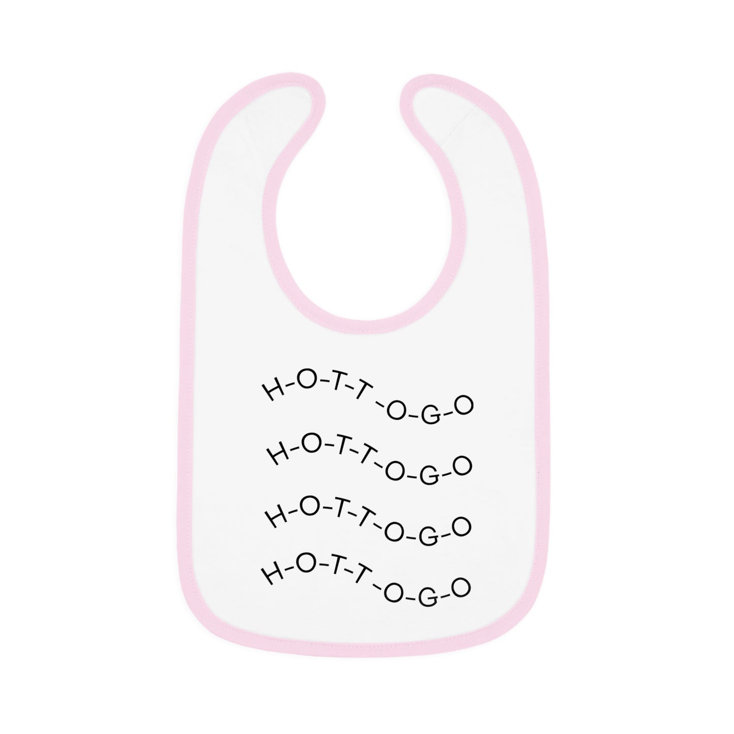 Cute Contrast Trim Baby Bib - Fun 'H-O-T-T-O-G-O' Design for Mealtime