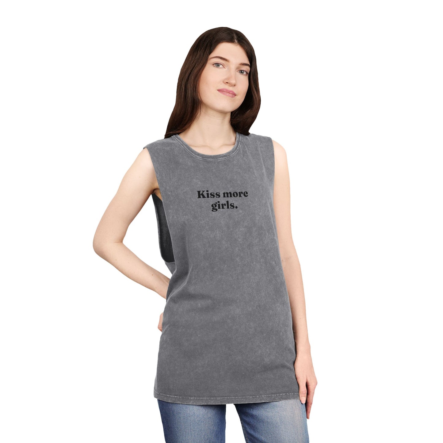 kiss girls lesbian Tank Top - Casual Cool Vibes with 'Stud.' Text Design