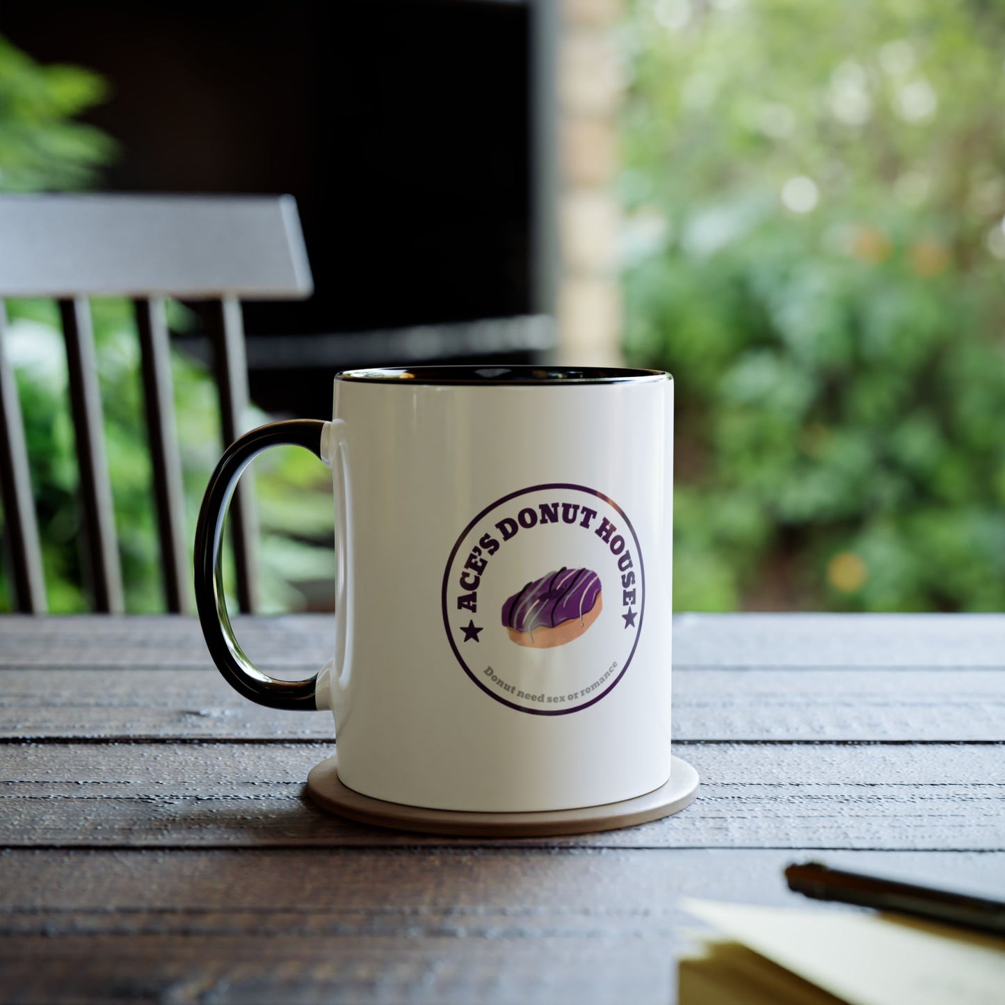 Mug - Asexual Pride Donut Pun Two-Tone Coffee Mug, 11oz
