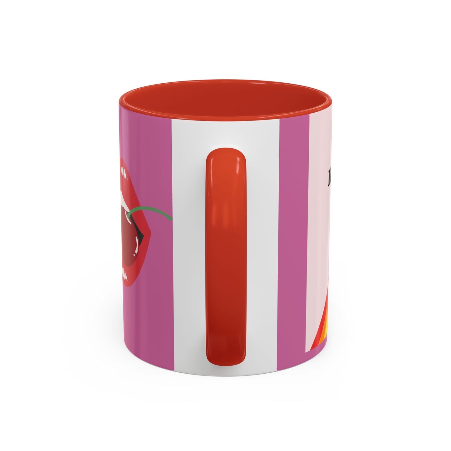 LGBT kiss girls Rainbow & Cherry Accent Coffee Mug - 11oz & 15oz