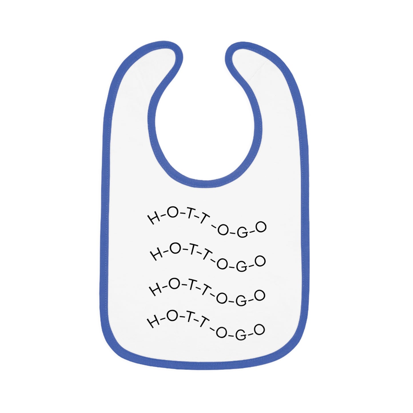 Cute Contrast Trim Baby Bib - Fun 'H-O-T-T-O-G-O' Design for Mealtime