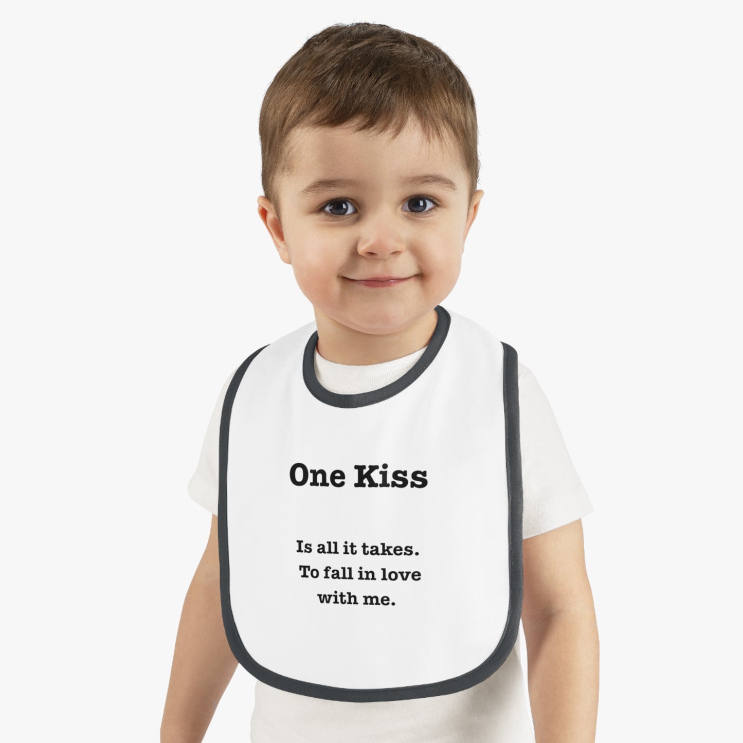 Cute Baby Bib - 'One Kiss' Inspirational Baby Bib for New Parents