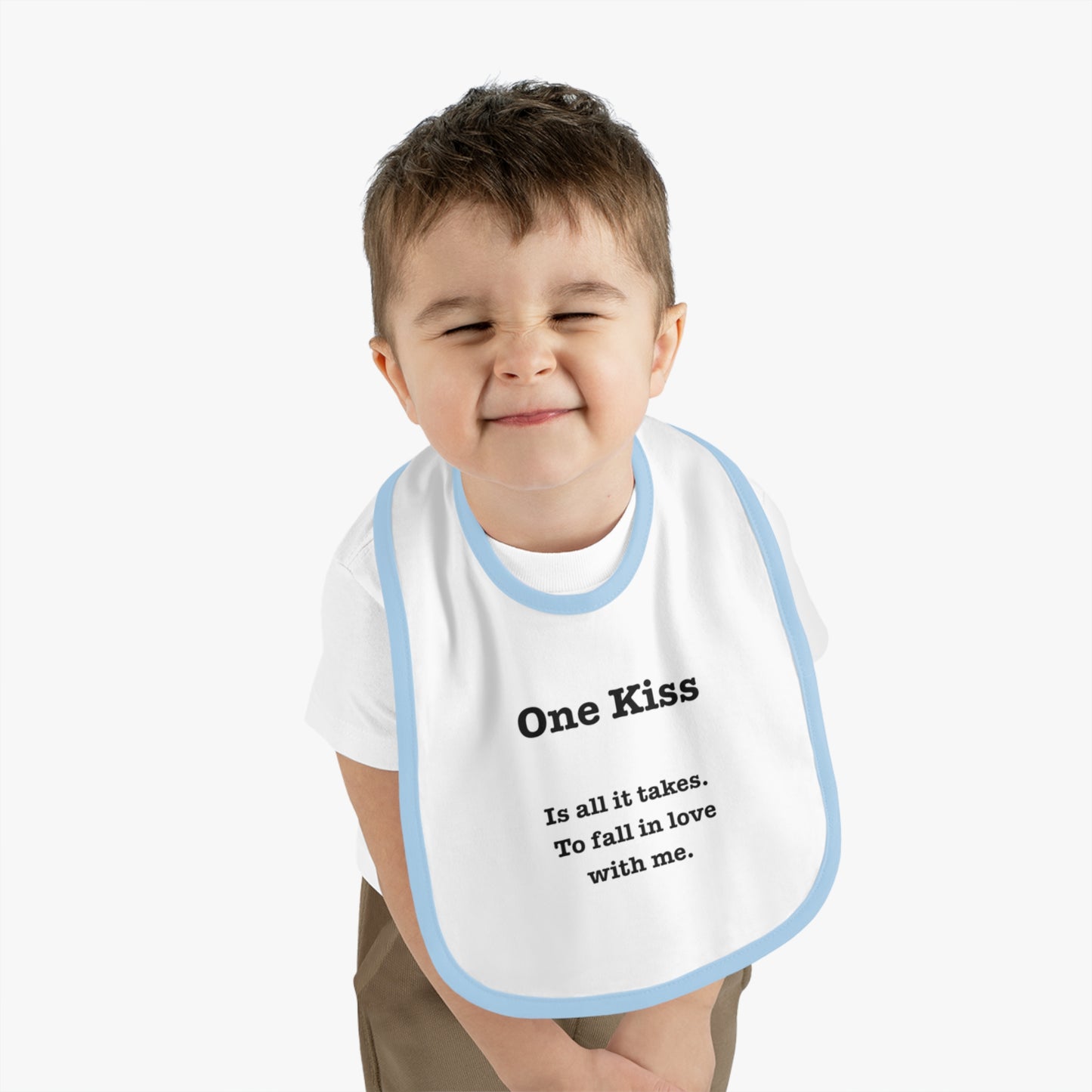 Cute Baby Bib - 'One Kiss' Inspirational Baby Bib for New Parents