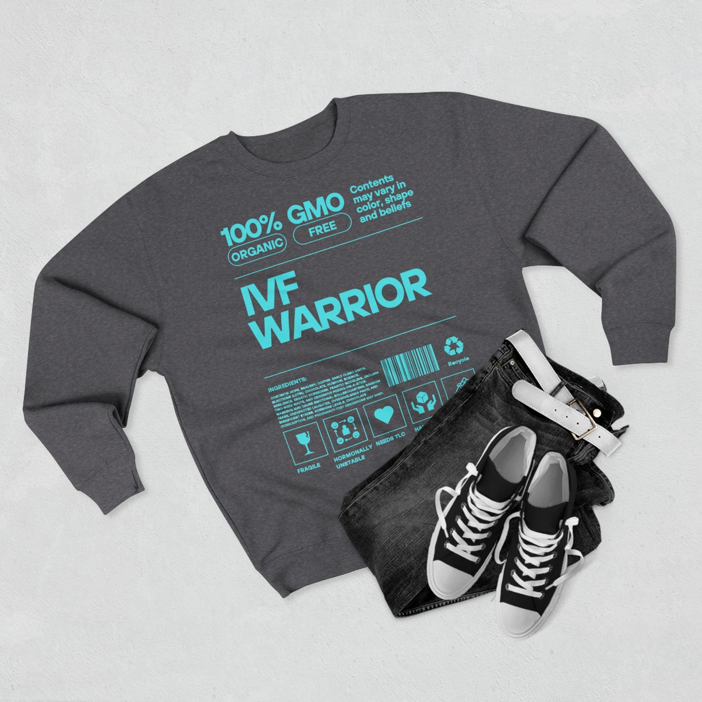 IVF Warrior Crewneck Sweatshirt, Infertility Awareness Jumper, Fertility Support Pullover, TTC Gift Shirt, IVF Survivor Sweater