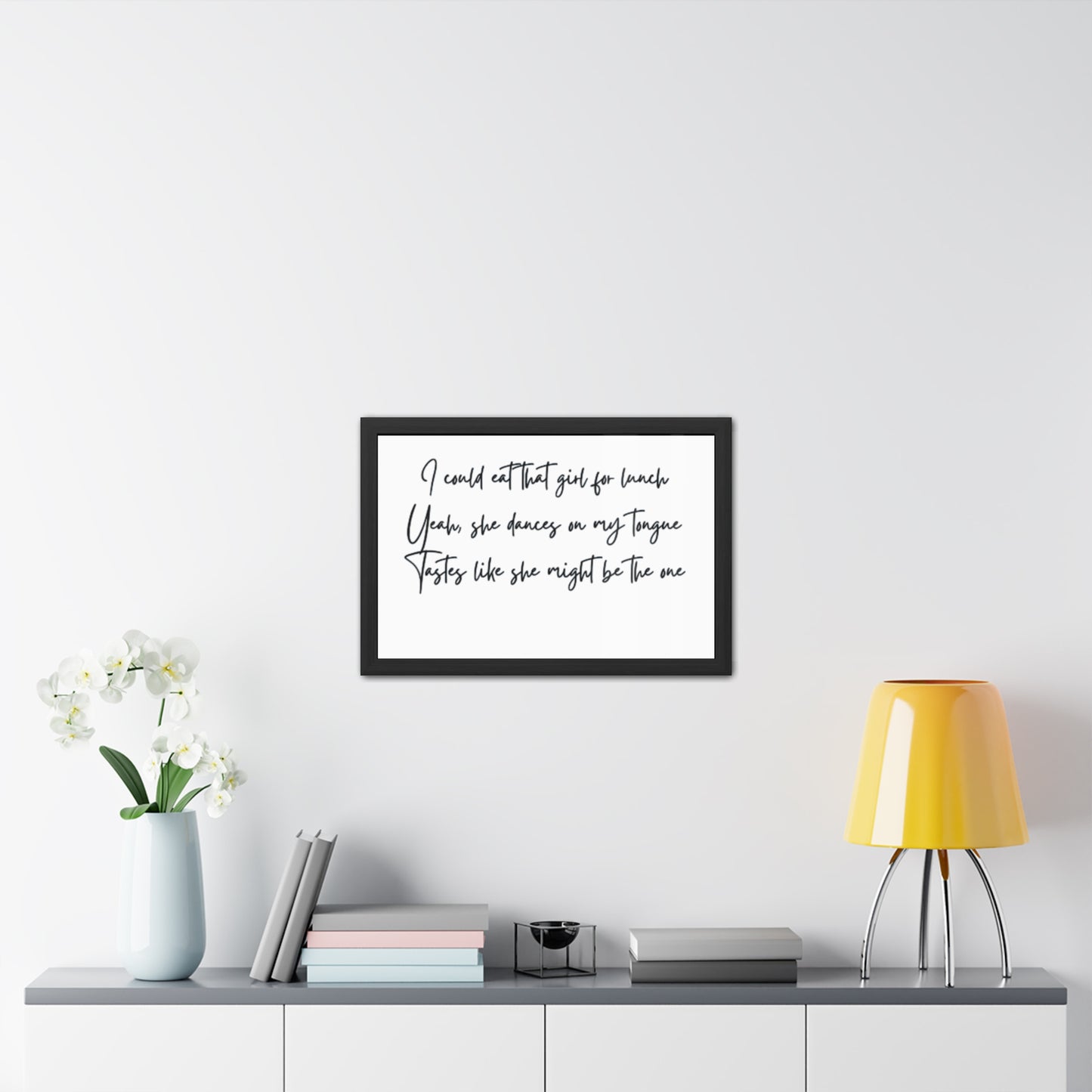 Music Inspired Framed Posters - Art Print with Quote for Home Decor - Eat that girl for lunch