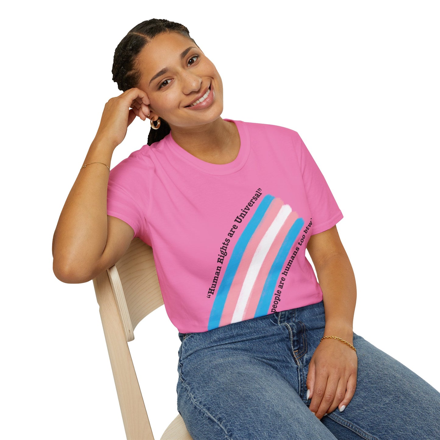 Unisex Softstyle T-Shirt - Trans Rights are Human Rights, Human Rights are Universal, LGBTQ+ Pride, Comfortable Casual Wear