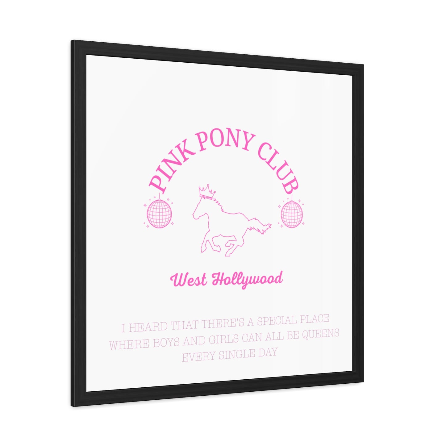 Pink Pony Club Framed Poster - Whimsical Art for Queens, West Hollywood Decor