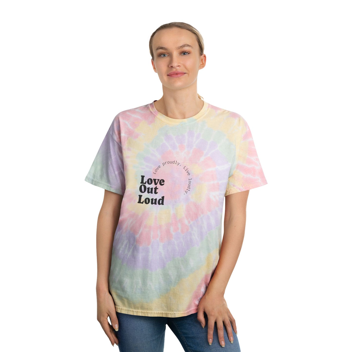 Love Out Loud Spiral Tie-Dye Tee - Colorful and Proud T-Shirt