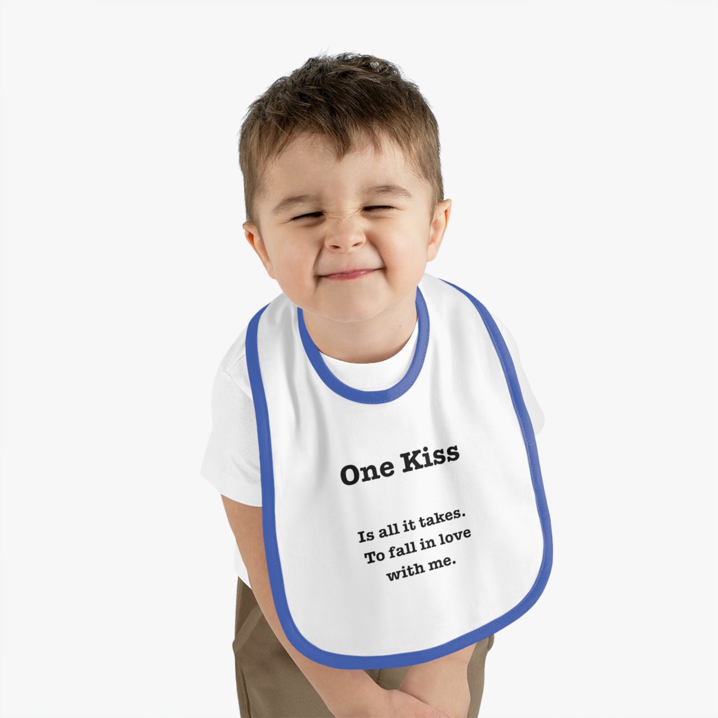Cute Baby Bib - 'One Kiss' Inspirational Baby Bib for New Parents