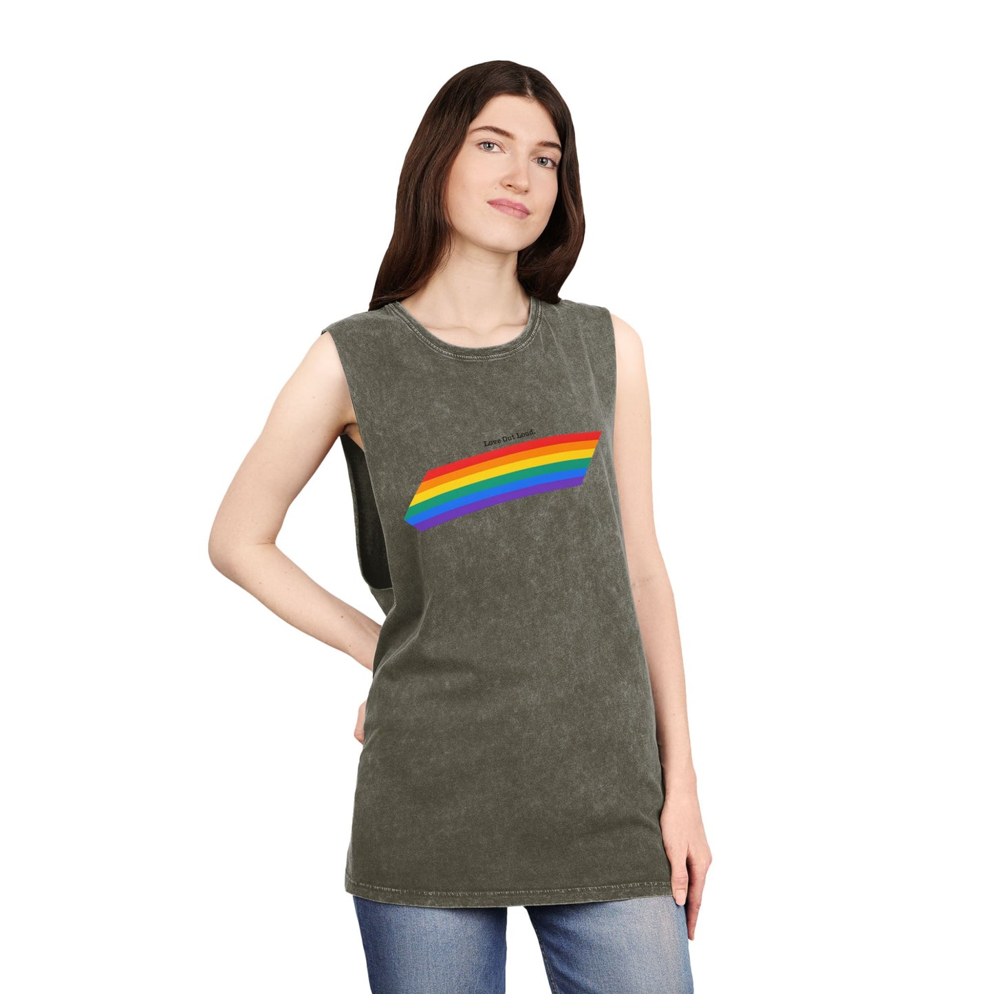 Unisex Stonewash Rainbow Pride Tank Top - Pride Apparel, Summer Essential