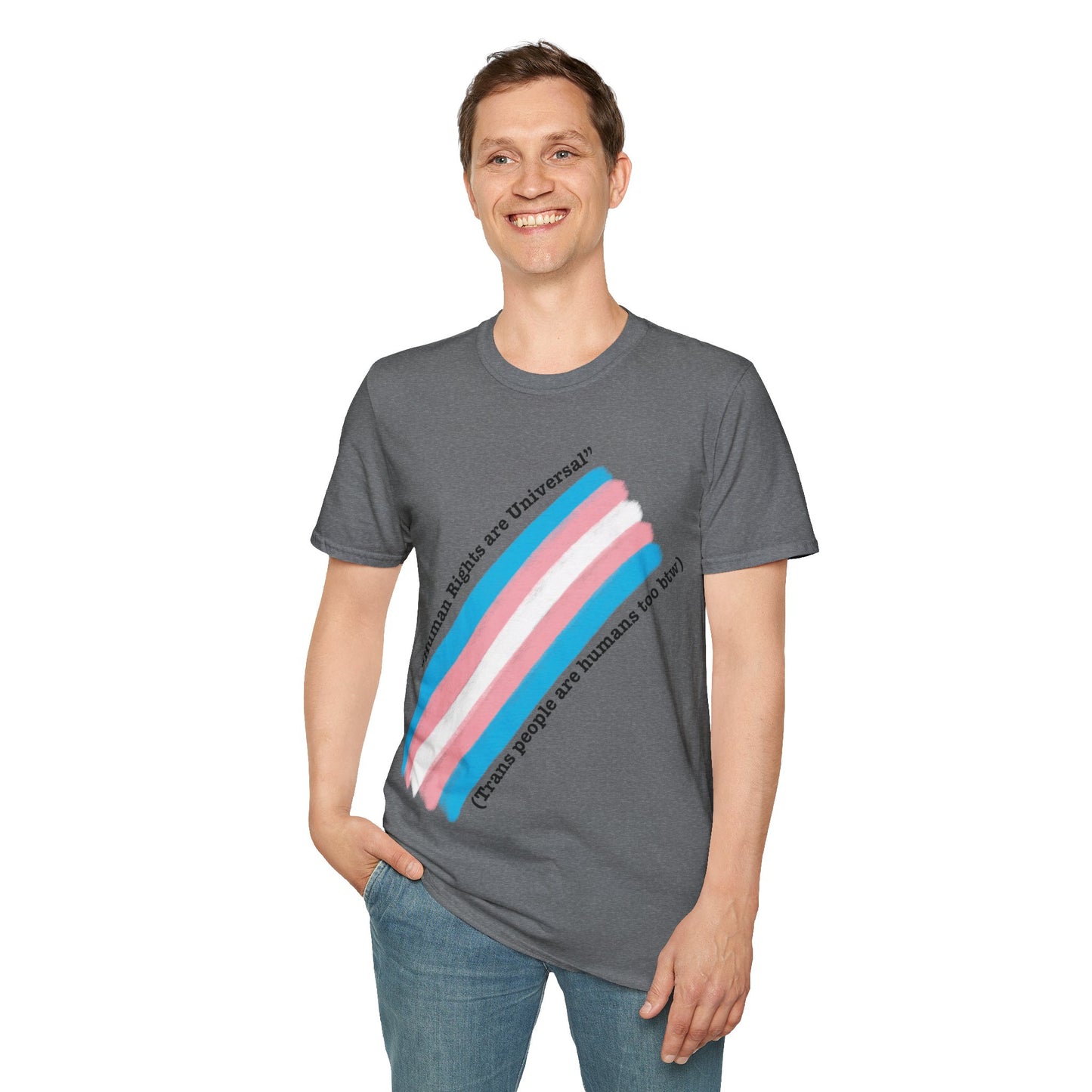 Unisex Softstyle T-Shirt - Trans Rights are Human Rights, Human Rights are Universal, LGBTQ+ Pride, Comfortable Casual Wear
