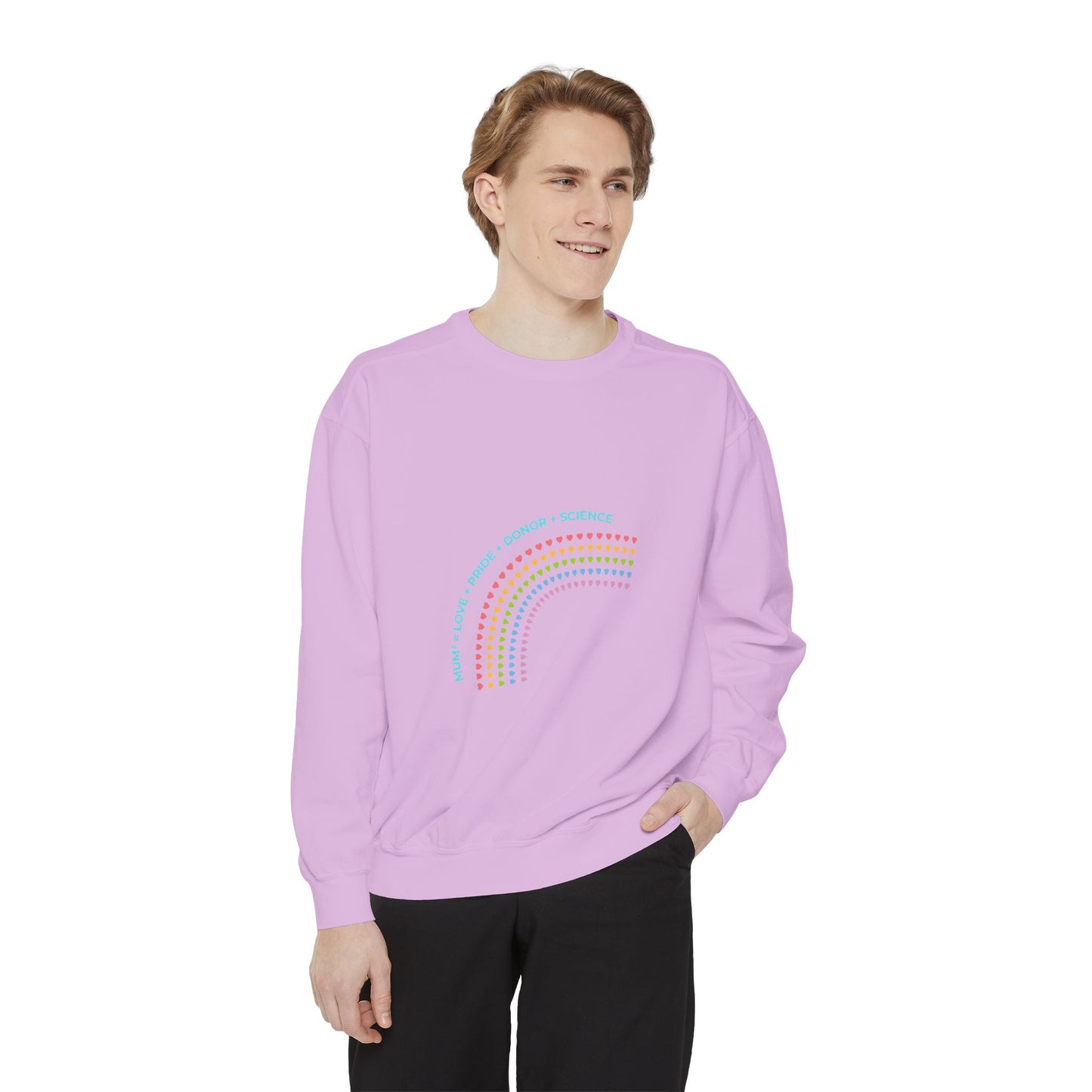 PRIDE MUMS2 Dot Rainbow Sweatshirt, Unisex Garment-Dyed Sweatshirt, Cozy Layering Piece, Perfect for Science Lovers, Gift for LGBTQ+ Ally