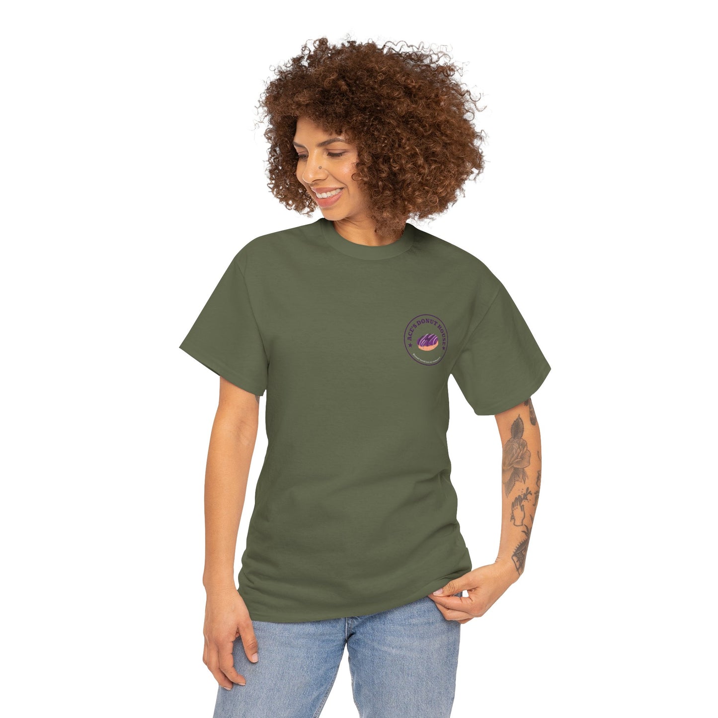 Unisex Heavy Cotton Tee - Ace and Aro fun tee "donut need sex or romance" Casual T-Shirt