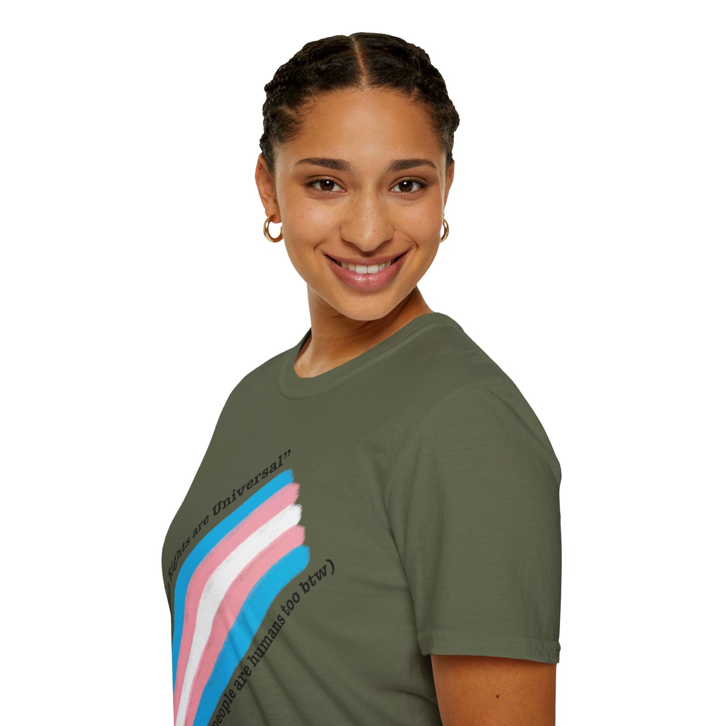 Unisex Softstyle T-Shirt - Trans Rights are Human Rights, Human Rights are Universal, LGBTQ+ Pride, Comfortable Casual Wear