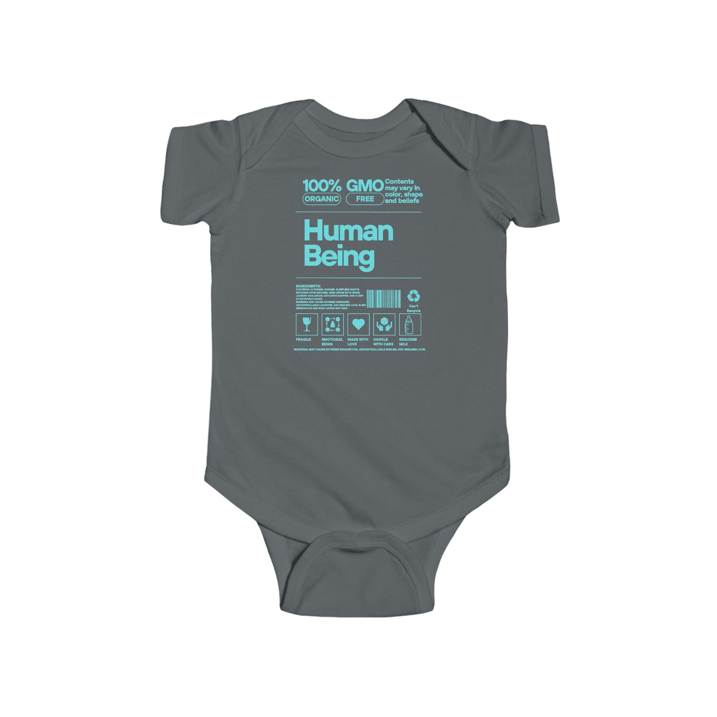 Funny Human Being Logo Infant Bodysuit, Baby Grow Gift, Cute Newborn Romper, Infant One-Piece Outfit, Toddler Jumpsuit, Gender Neutral Baby