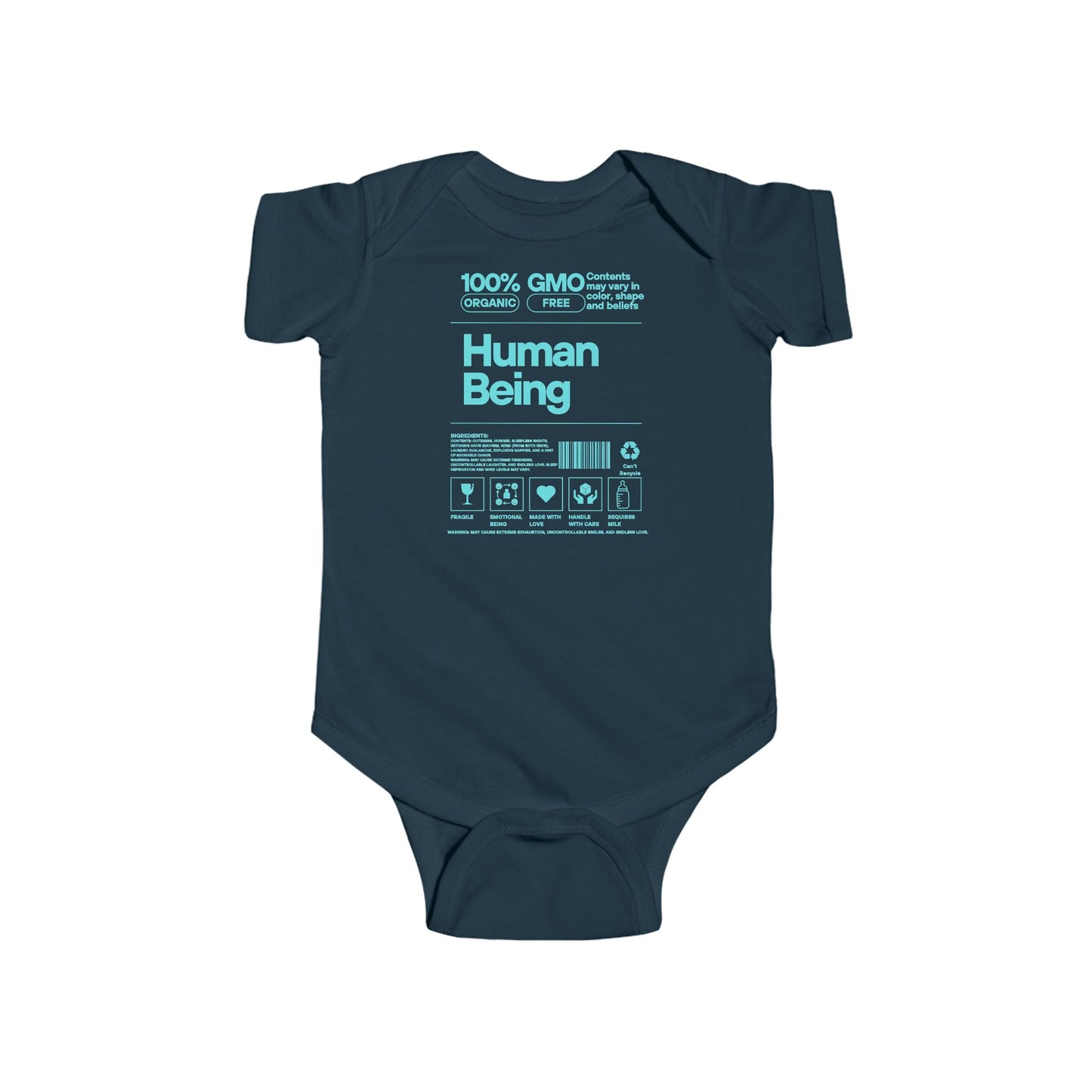 Funny Human Being Logo Infant Bodysuit, Baby Grow Gift, Cute Newborn Romper, Infant One-Piece Outfit, Toddler Jumpsuit, Gender Neutral Baby