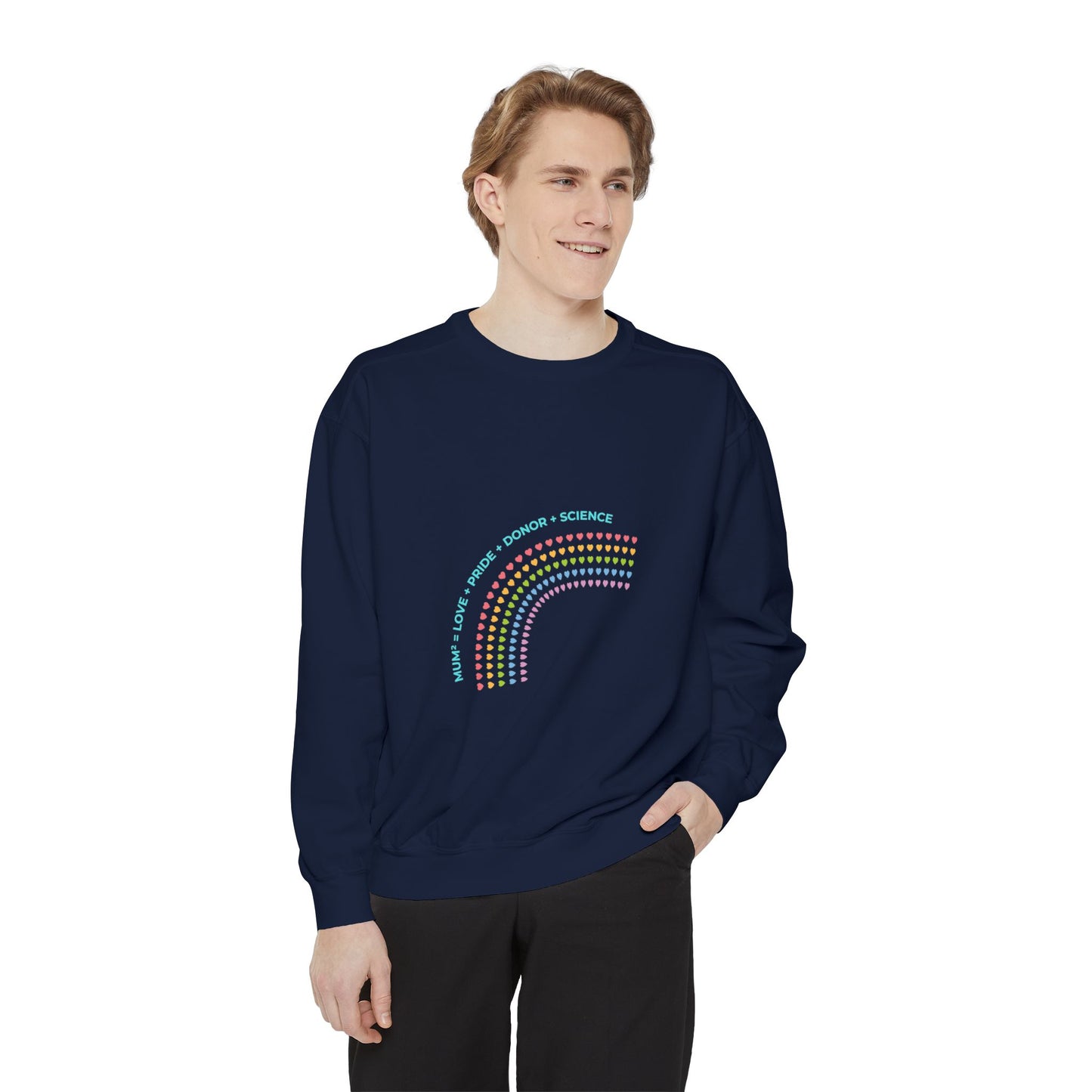 PRIDE MUMS2 Dot Rainbow Sweatshirt, Unisex Garment-Dyed Sweatshirt, Cozy Layering Piece, Perfect for Science Lovers, Gift for LGBTQ+ Ally
