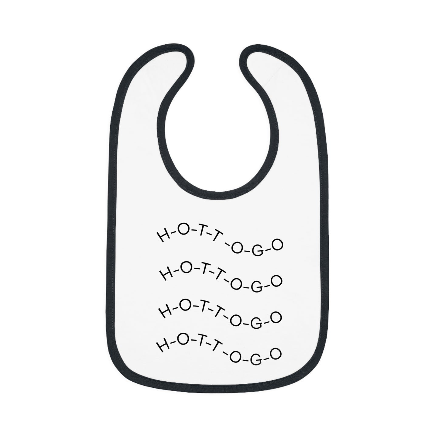 Cute Contrast Trim Baby Bib - Fun 'H-O-T-T-O-G-O' Design for Mealtime