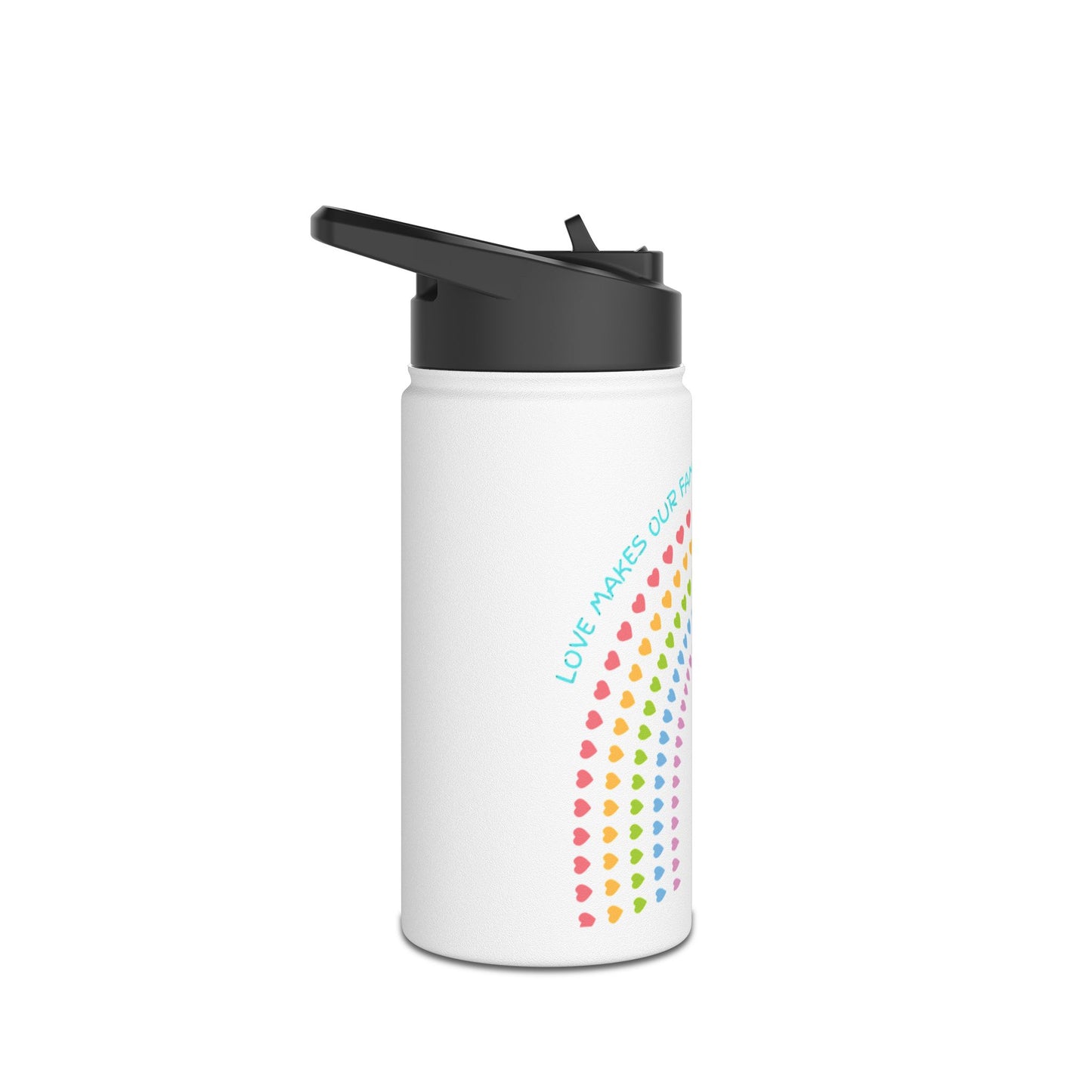 PRIDE LGBTQ+ family Rainbow Hearts Stainless Steel Water Bottle for Family, Eco-Friendly Hydration, Stay Hydrated