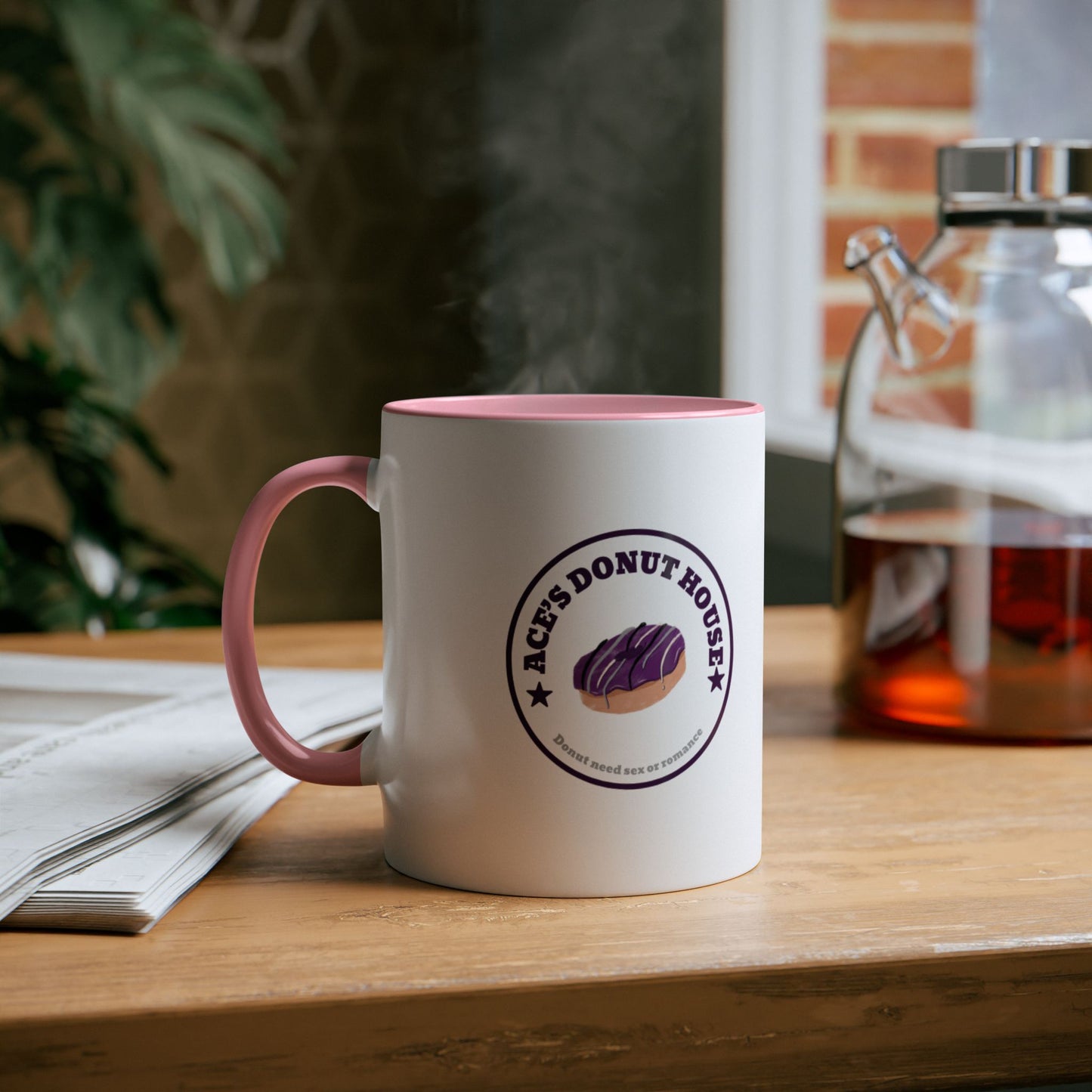 Mug - Asexual Pride Donut Pun Two-Tone Coffee Mug, 11oz