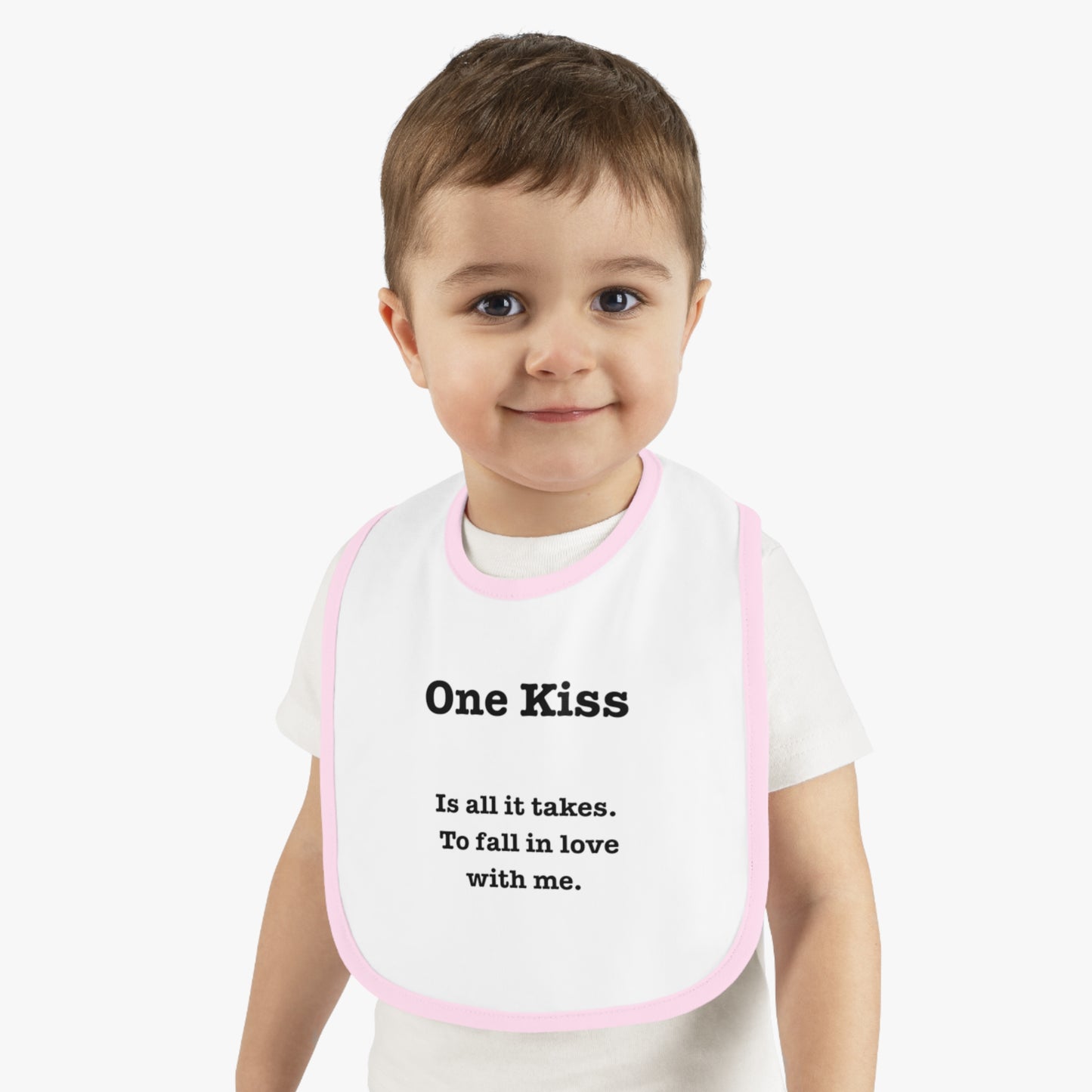 Cute Baby Bib - 'One Kiss' Inspirational Baby Bib for New Parents