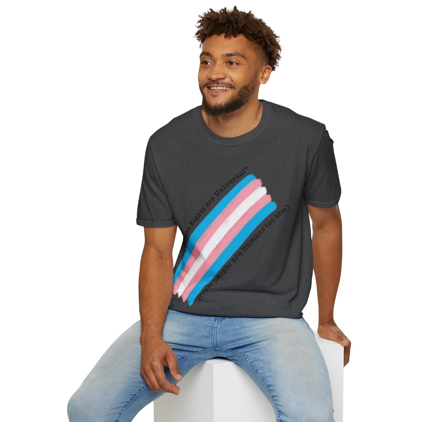 Unisex Softstyle T-Shirt - Trans Rights are Human Rights, Human Rights are Universal, LGBTQ+ Pride, Comfortable Casual Wear