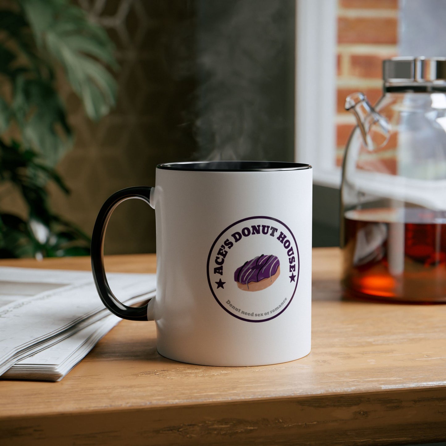 Mug - Asexual Pride Donut Pun Two-Tone Coffee Mug, 11oz