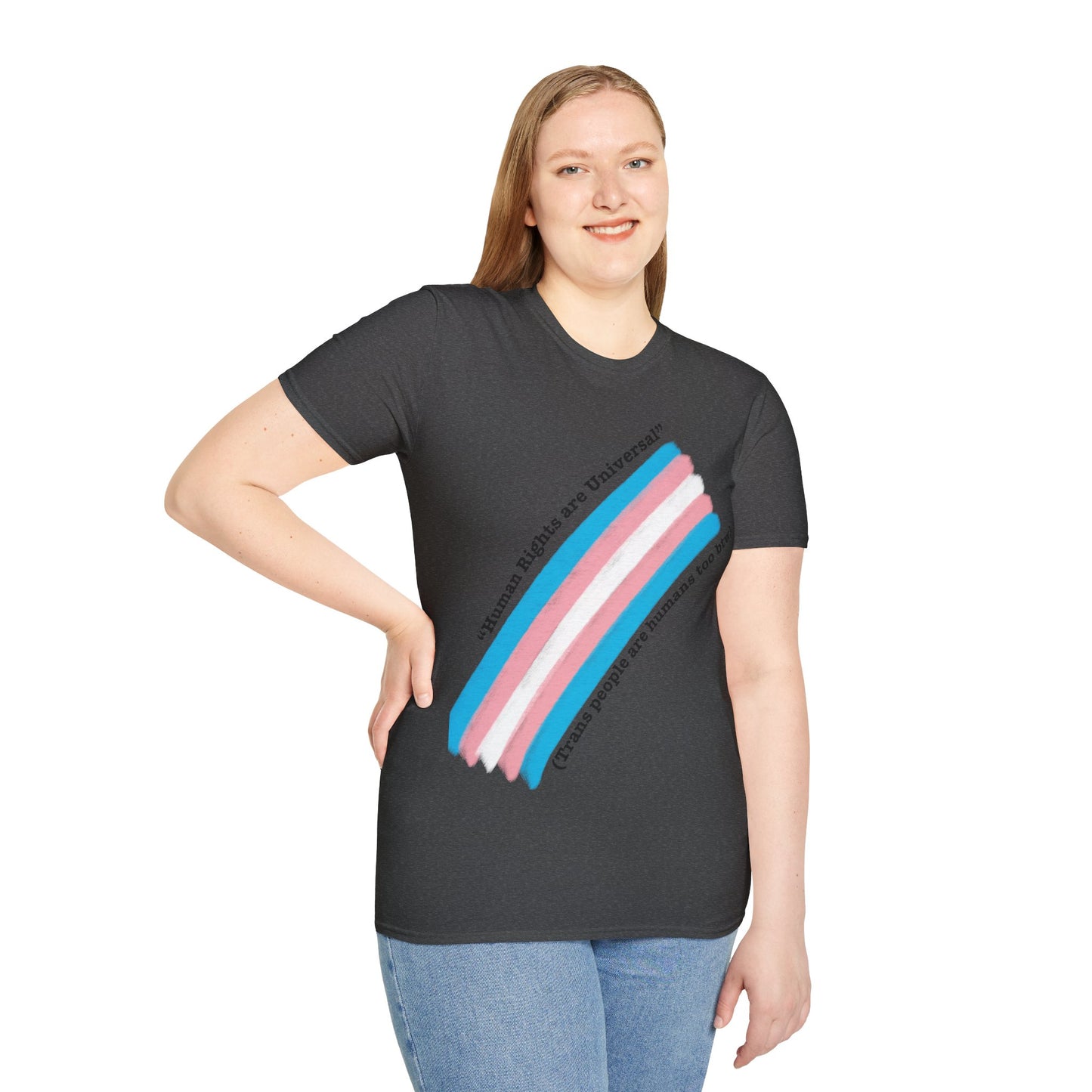Unisex Softstyle T-Shirt - Trans Rights are Human Rights, Human Rights are Universal, LGBTQ+ Pride, Comfortable Casual Wear