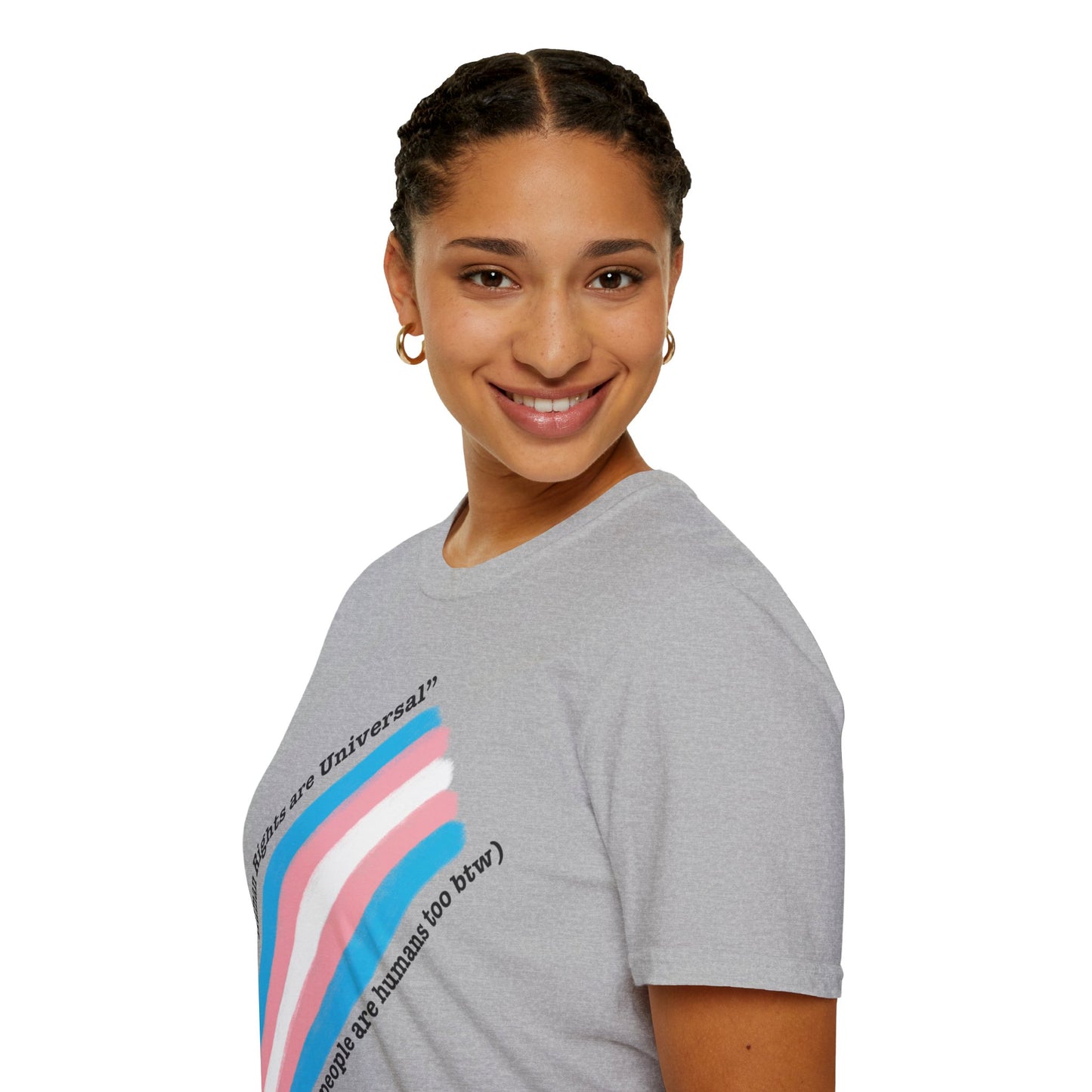 Unisex Softstyle T-Shirt - Trans Rights are Human Rights, Human Rights are Universal, LGBTQ+ Pride, Comfortable Casual Wear