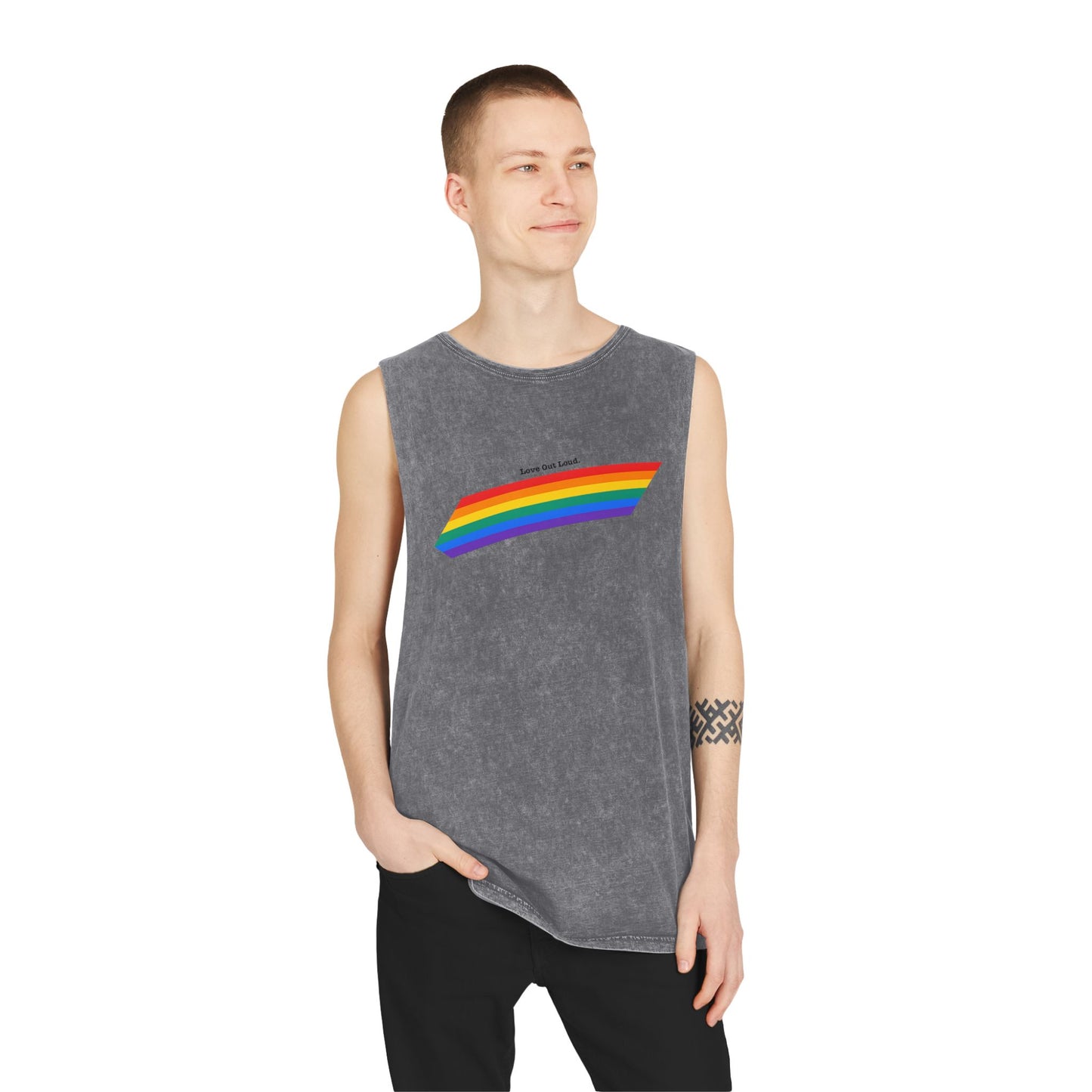 Unisex Stonewash Rainbow Pride Tank Top - Pride Apparel, Summer Essential
