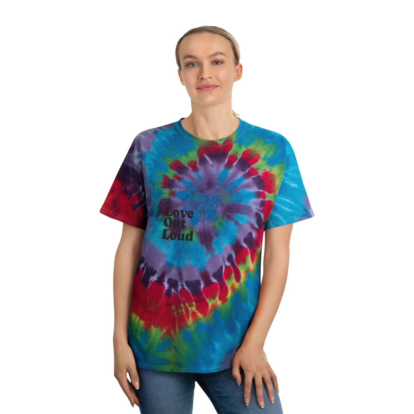 Love Out Loud Spiral Tie-Dye Tee - Colorful and Proud T-Shirt