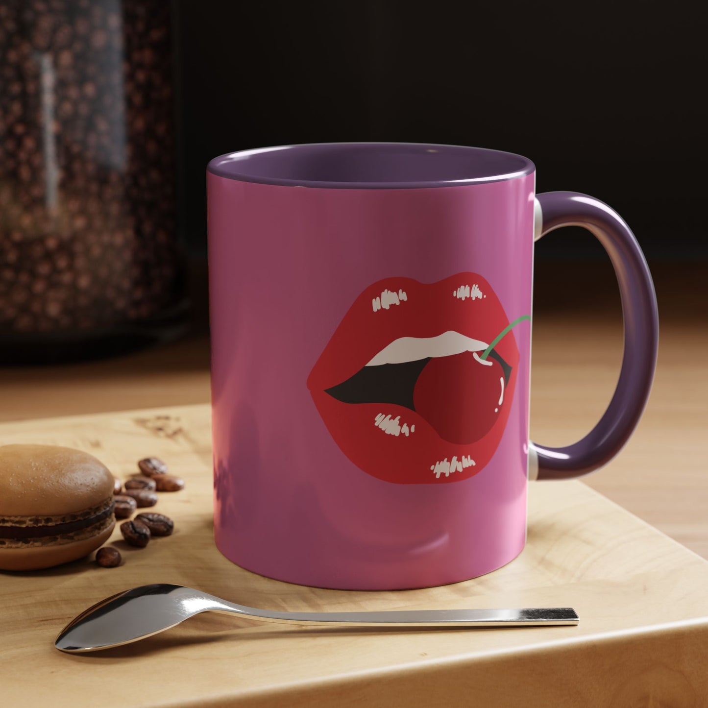 LGBT kiss girls Rainbow & Cherry Accent Coffee Mug - 11oz & 15oz
