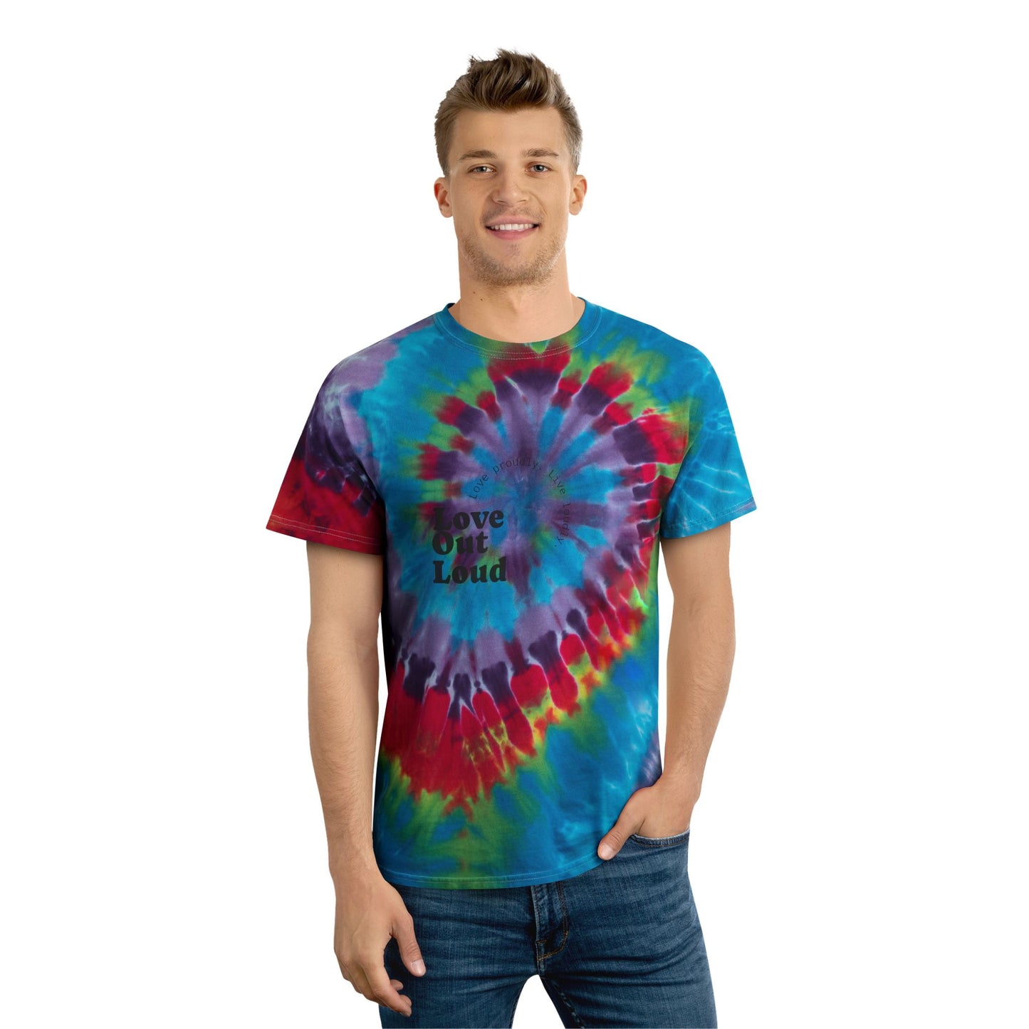 Love Out Loud Spiral Tie-Dye Tee - Colorful and Proud T-Shirt