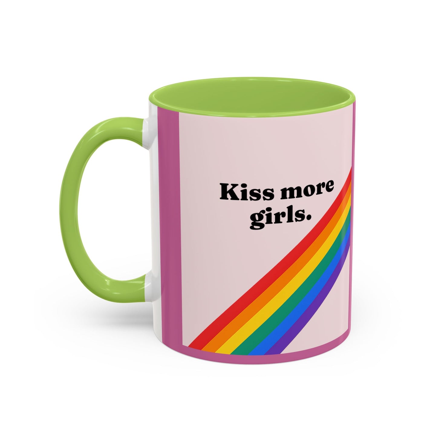 LGBT kiss girls Rainbow & Cherry Accent Coffee Mug - 11oz & 15oz