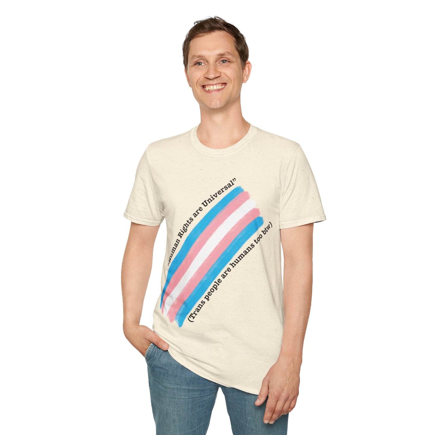 Unisex Softstyle T-Shirt - Trans Rights are Human Rights, Human Rights are Universal, LGBTQ+ Pride, Comfortable Casual Wear