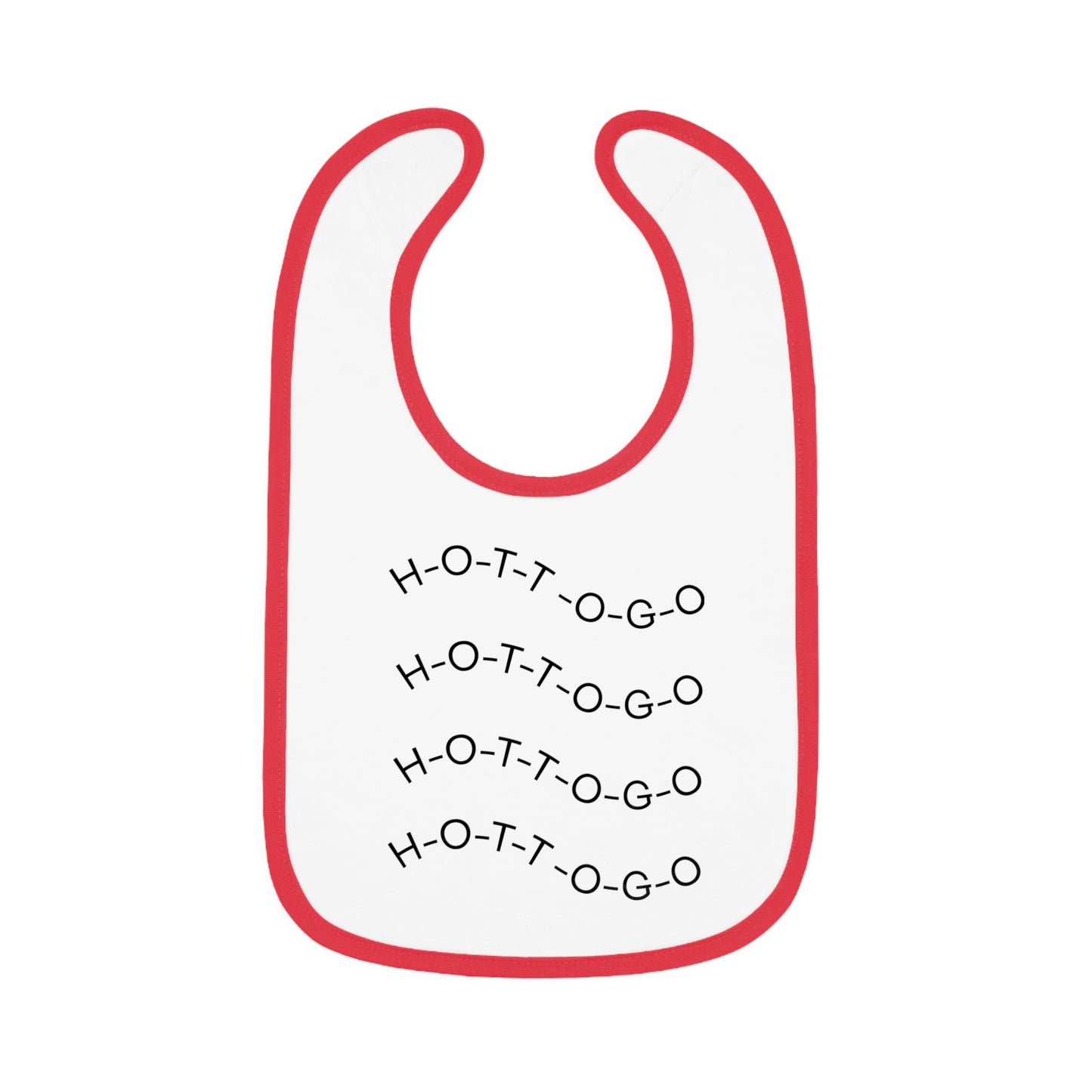 Cute Contrast Trim Baby Bib - Fun 'H-O-T-T-O-G-O' Design for Mealtime
