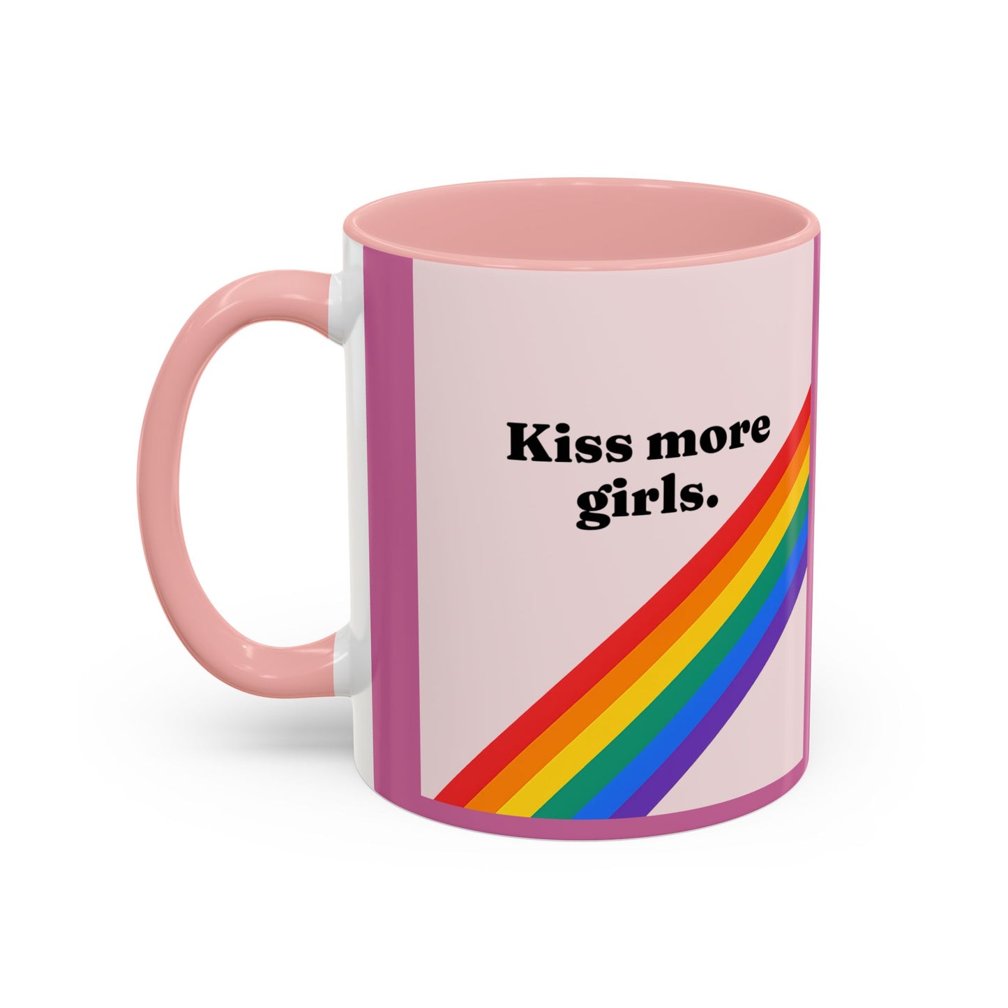 LGBT kiss girls Rainbow & Cherry Accent Coffee Mug - 11oz & 15oz