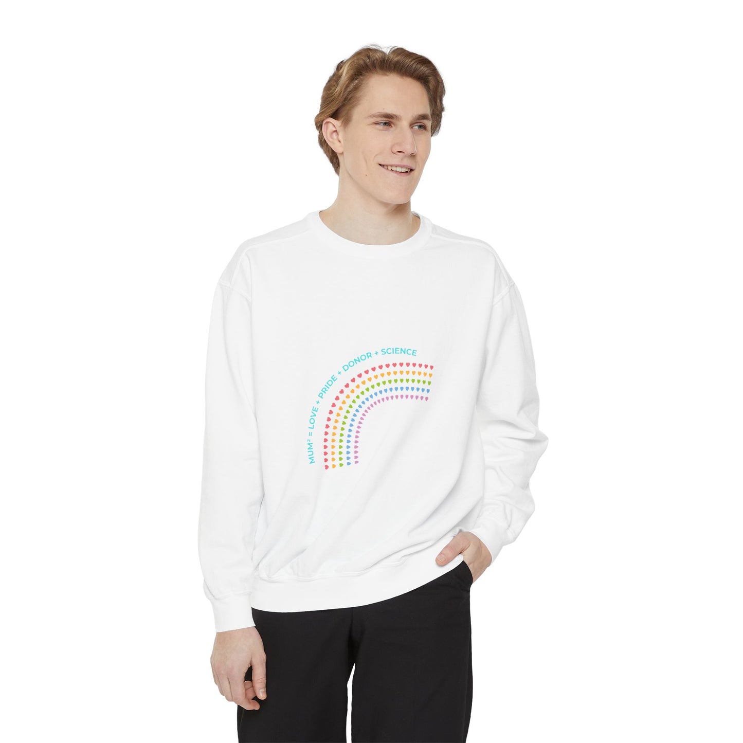 PRIDE MUMS2 Dot Rainbow Sweatshirt, Unisex Garment-Dyed Sweatshirt, Cozy Layering Piece, Perfect for Science Lovers, Gift for LGBTQ+ Ally