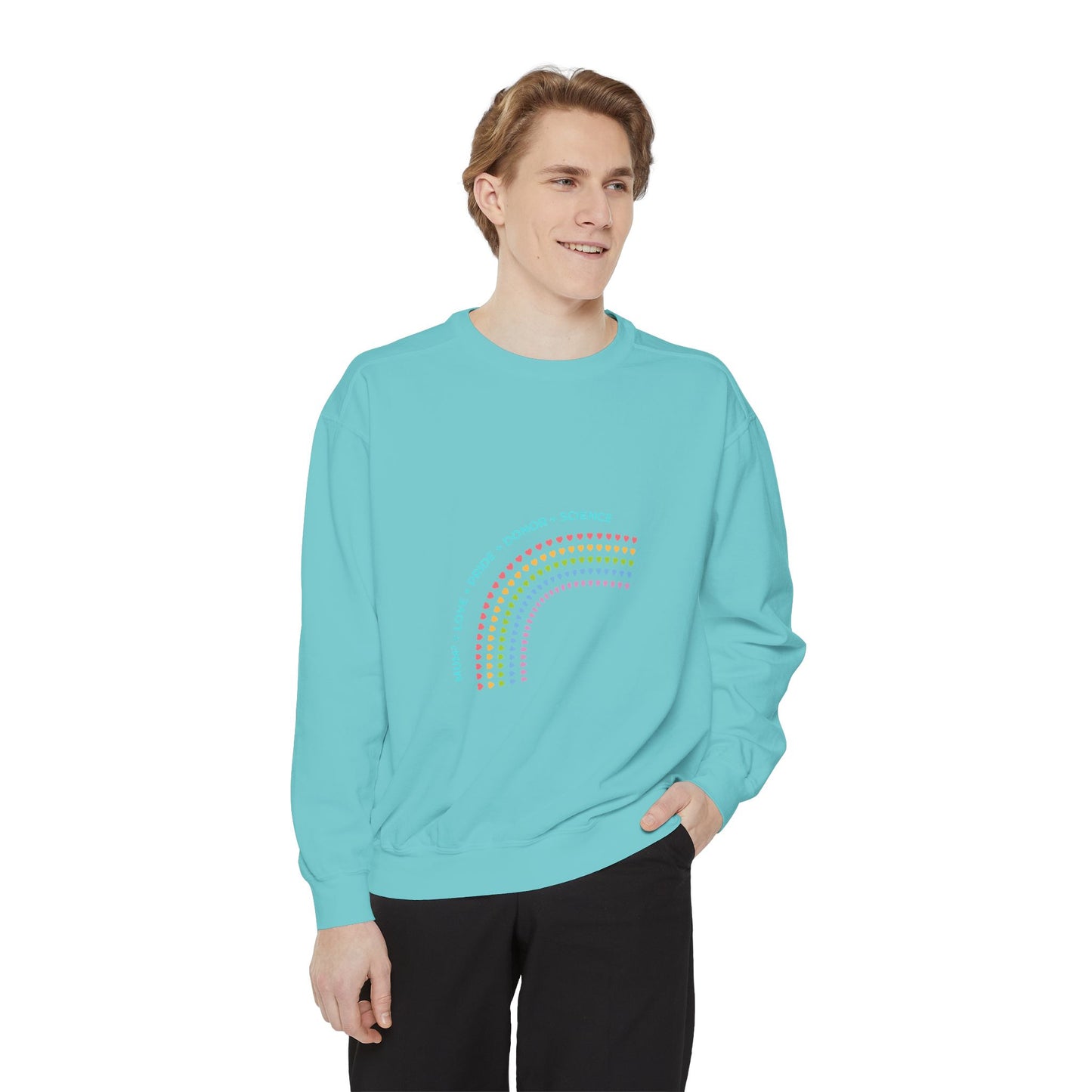 PRIDE MUMS2 Dot Rainbow Sweatshirt, Unisex Garment-Dyed Sweatshirt, Cozy Layering Piece, Perfect for Science Lovers, Gift for LGBTQ+ Ally