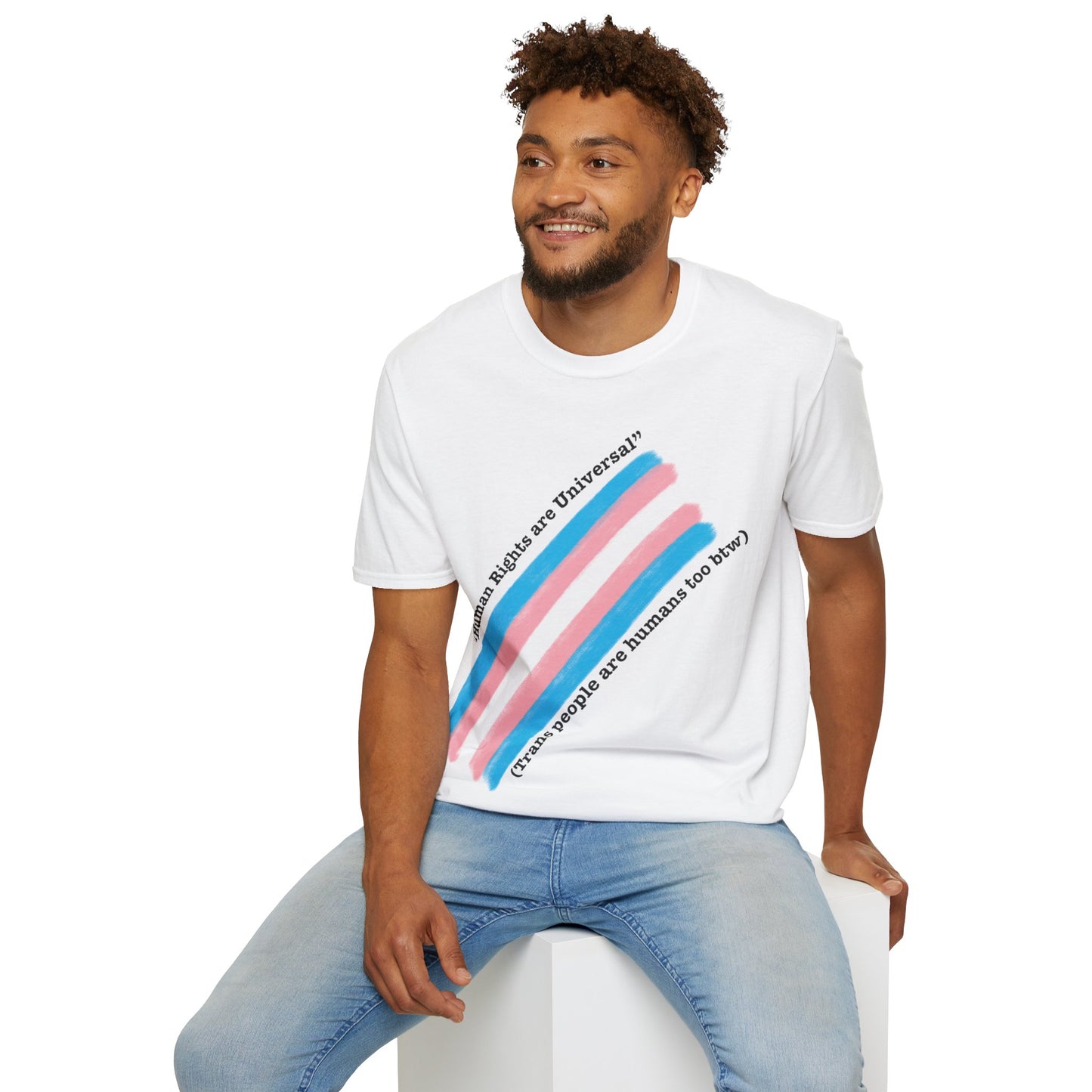 Unisex Softstyle T-Shirt - Trans Rights are Human Rights, Human Rights are Universal, LGBTQ+ Pride, Comfortable Casual Wear