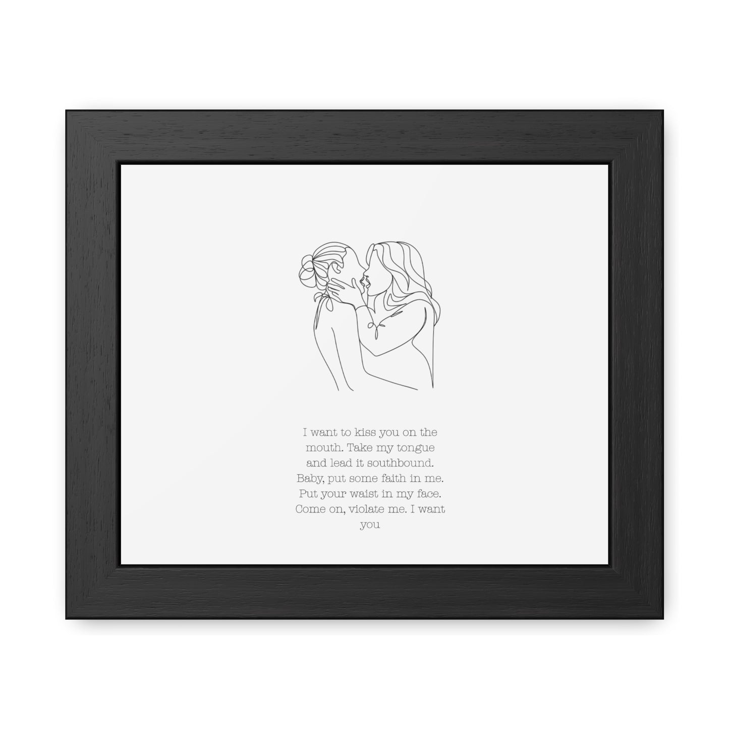 Two Girls Kissing Romantic Framed Poster with Passionate Quote Lesbian