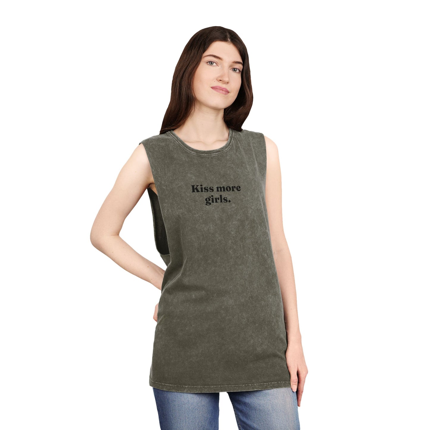 kiss girls lesbian Tank Top - Casual Cool Vibes with 'Stud.' Text Design