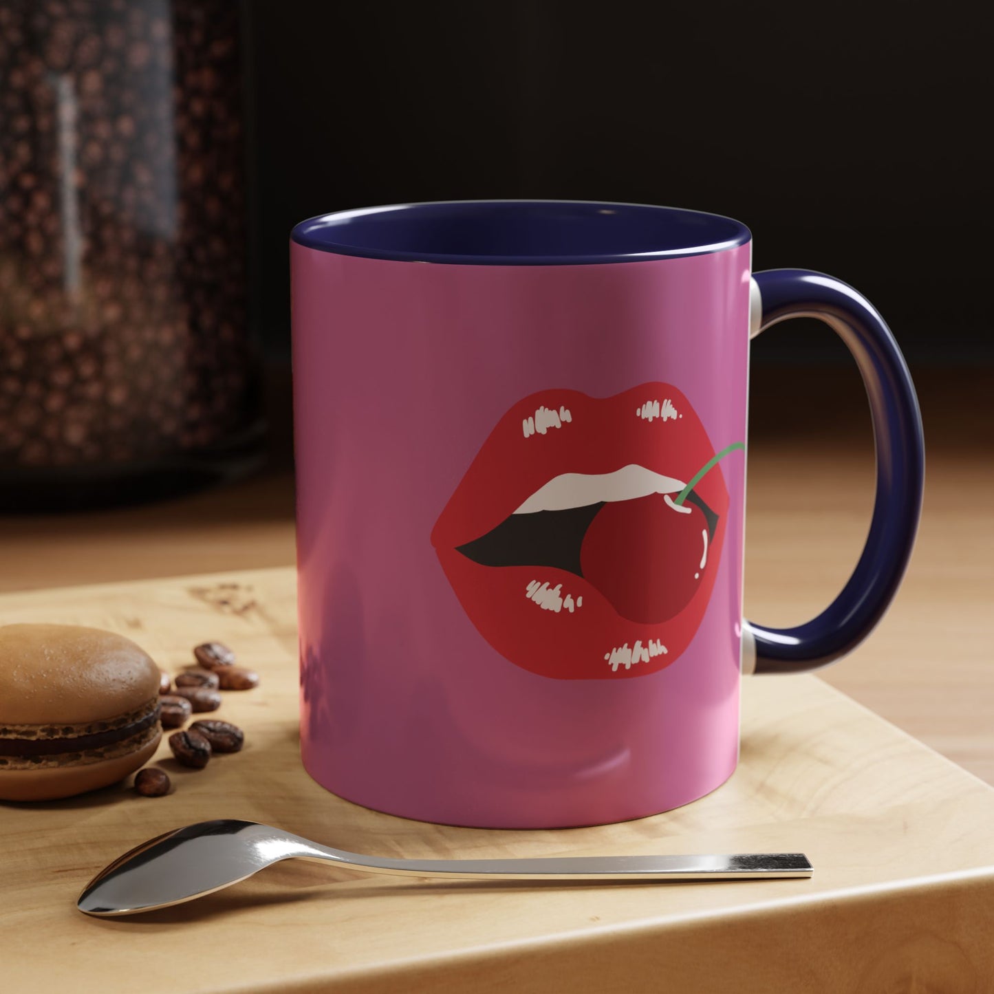 LGBT kiss girls Rainbow & Cherry Accent Coffee Mug - 11oz & 15oz