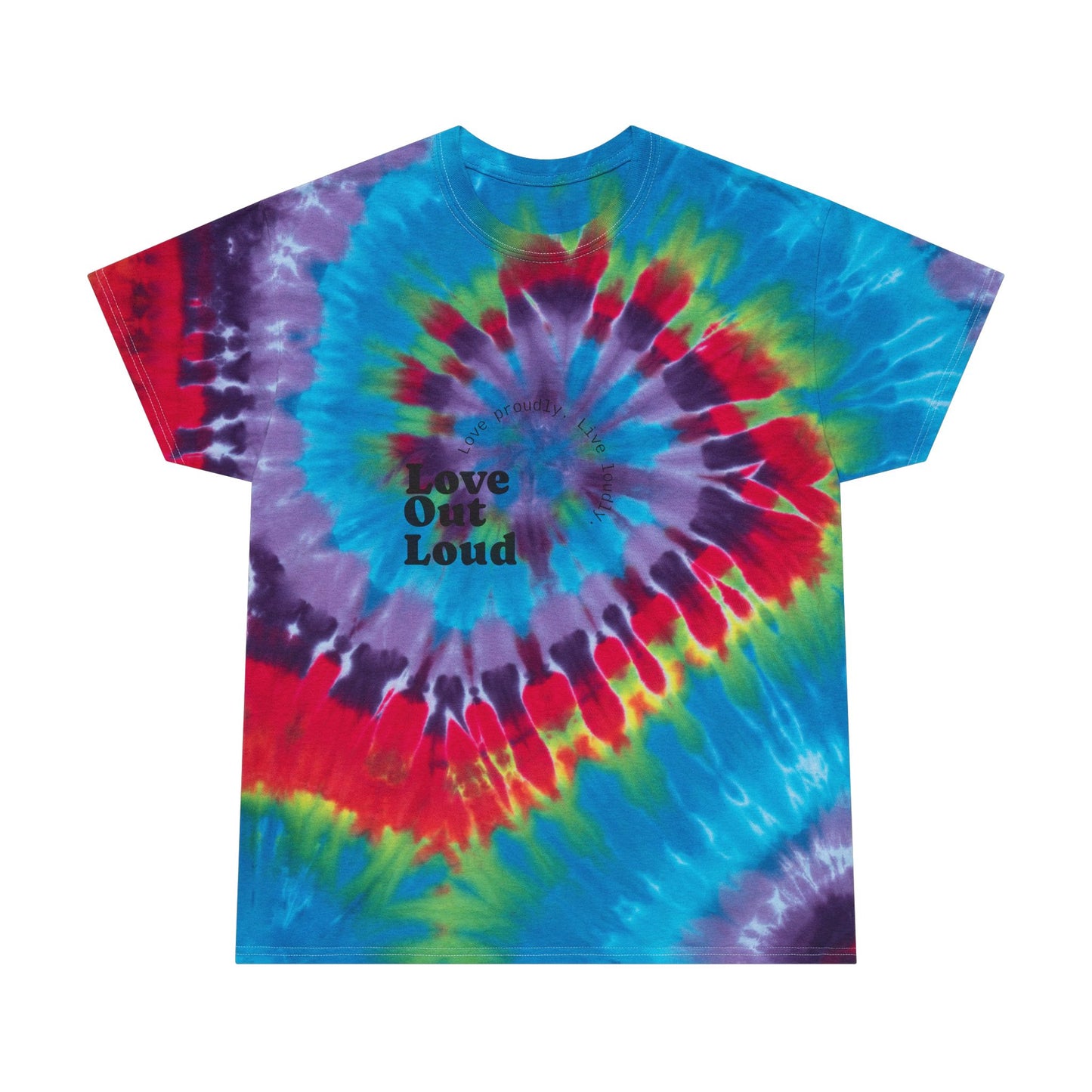 Love Out Loud Spiral Tie-Dye Tee - Colorful and Proud T-Shirt