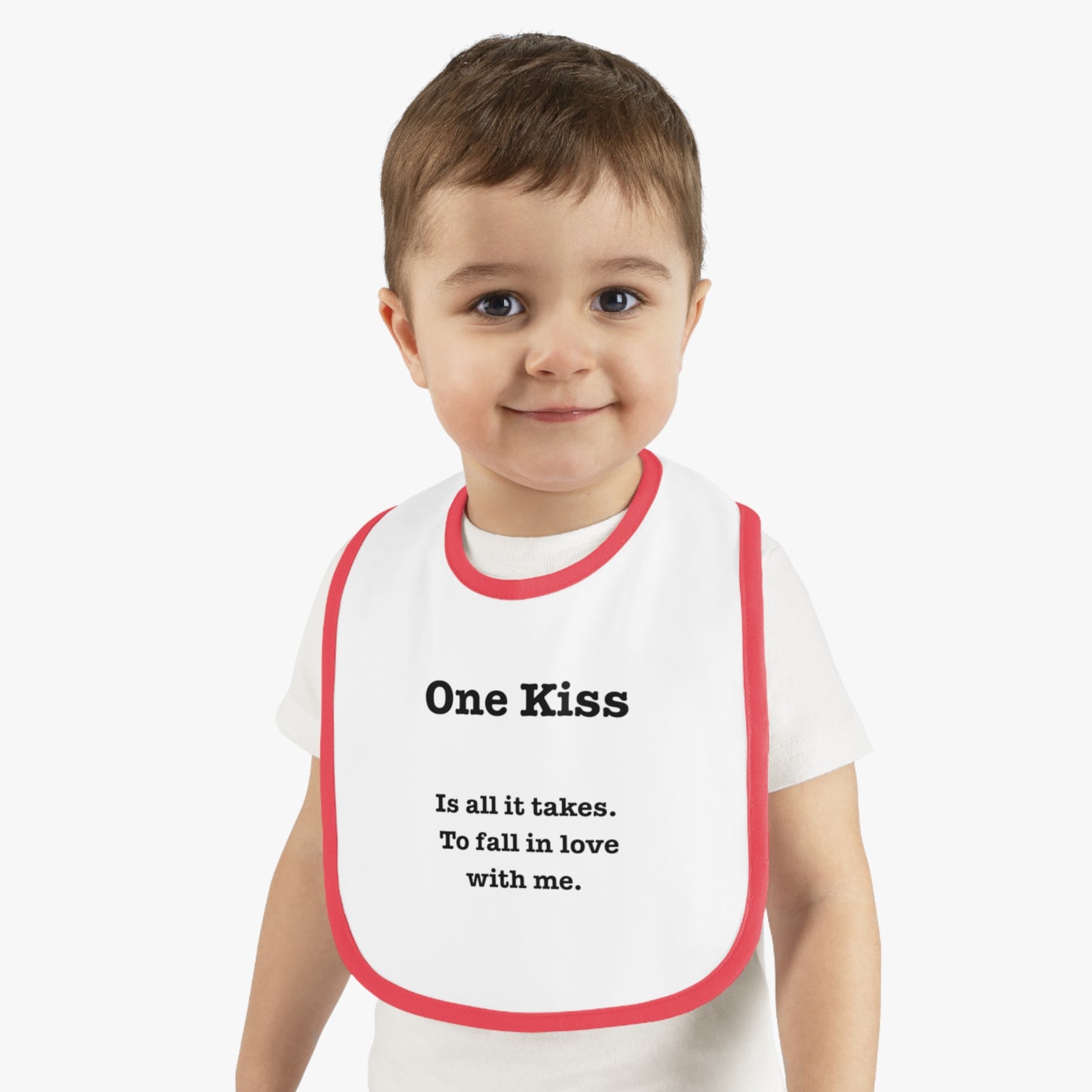Cute Baby Bib - 'One Kiss' Inspirational Baby Bib for New Parents