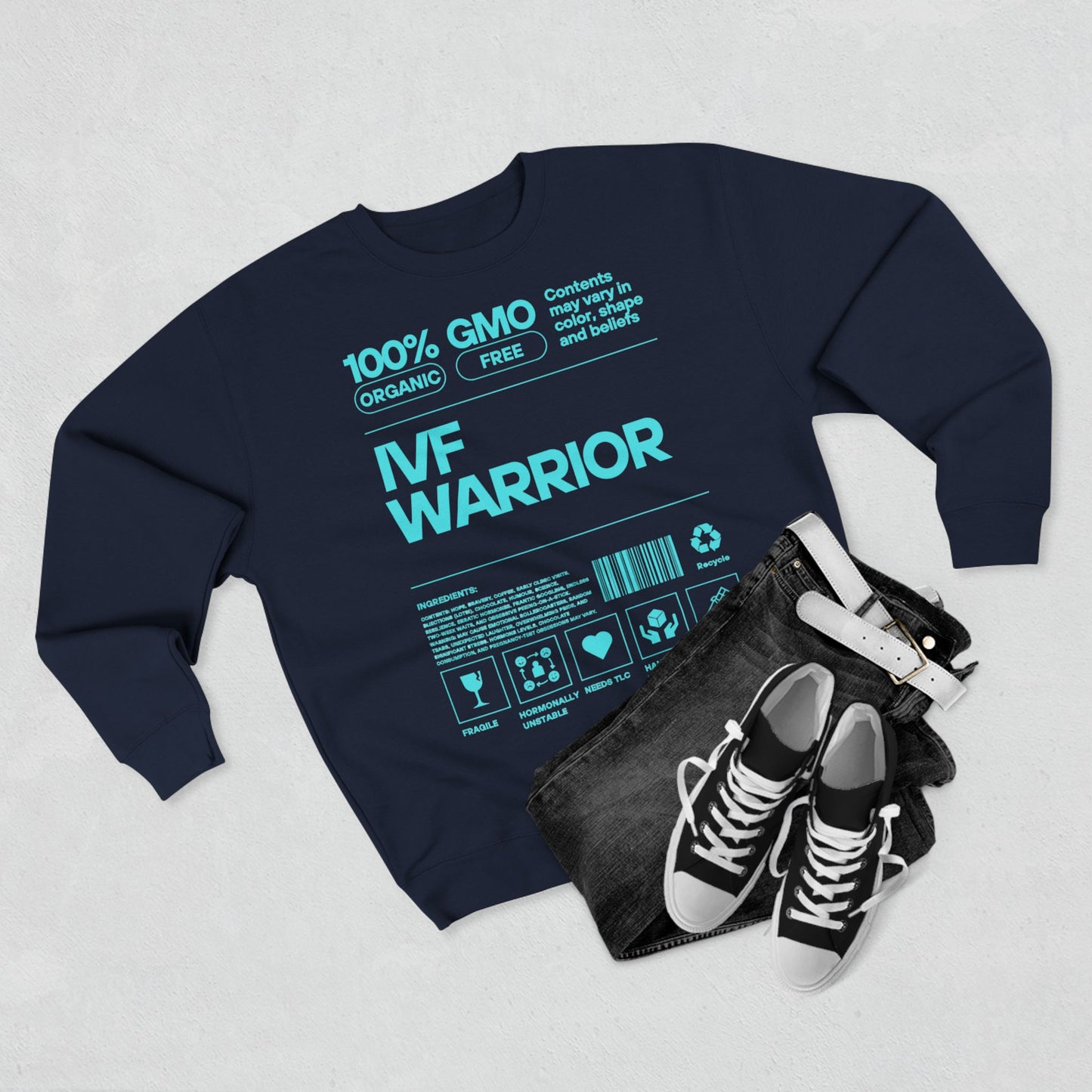 IVF Warrior Crewneck Sweatshirt, Infertility Awareness Jumper, Fertility Support Pullover, TTC Gift Shirt, IVF Survivor Sweater