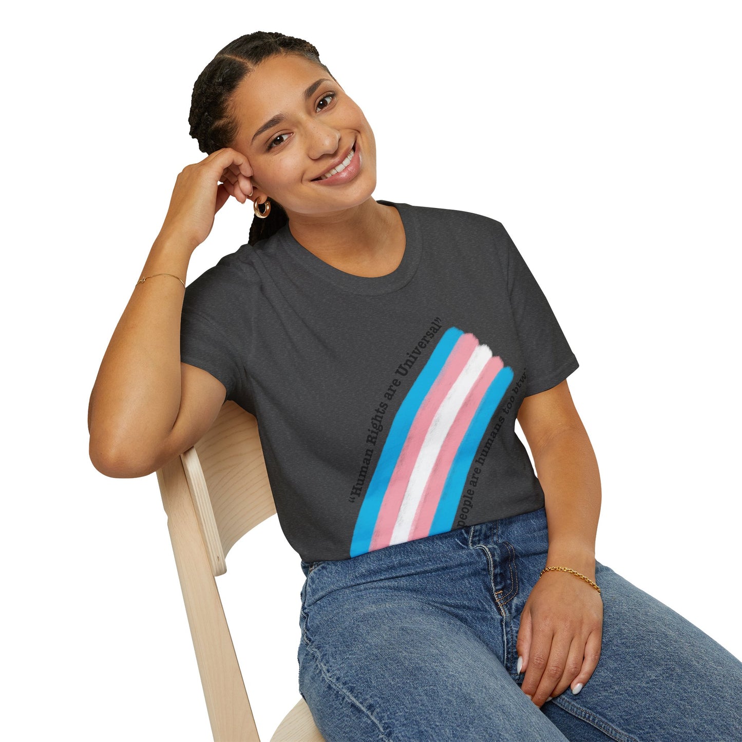 Unisex Softstyle T-Shirt - Trans Rights are Human Rights, Human Rights are Universal, LGBTQ+ Pride, Comfortable Casual Wear