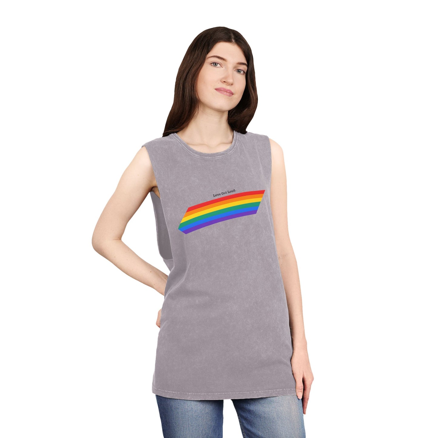 Unisex Stonewash Rainbow Pride Tank Top - Pride Apparel, Summer Essential