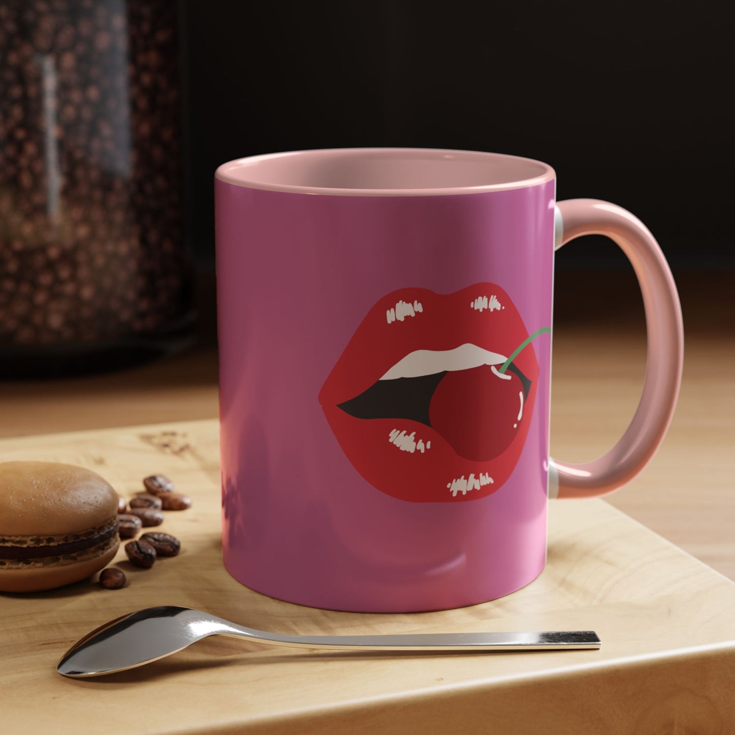 LGBT kiss girls Rainbow & Cherry Accent Coffee Mug - 11oz & 15oz