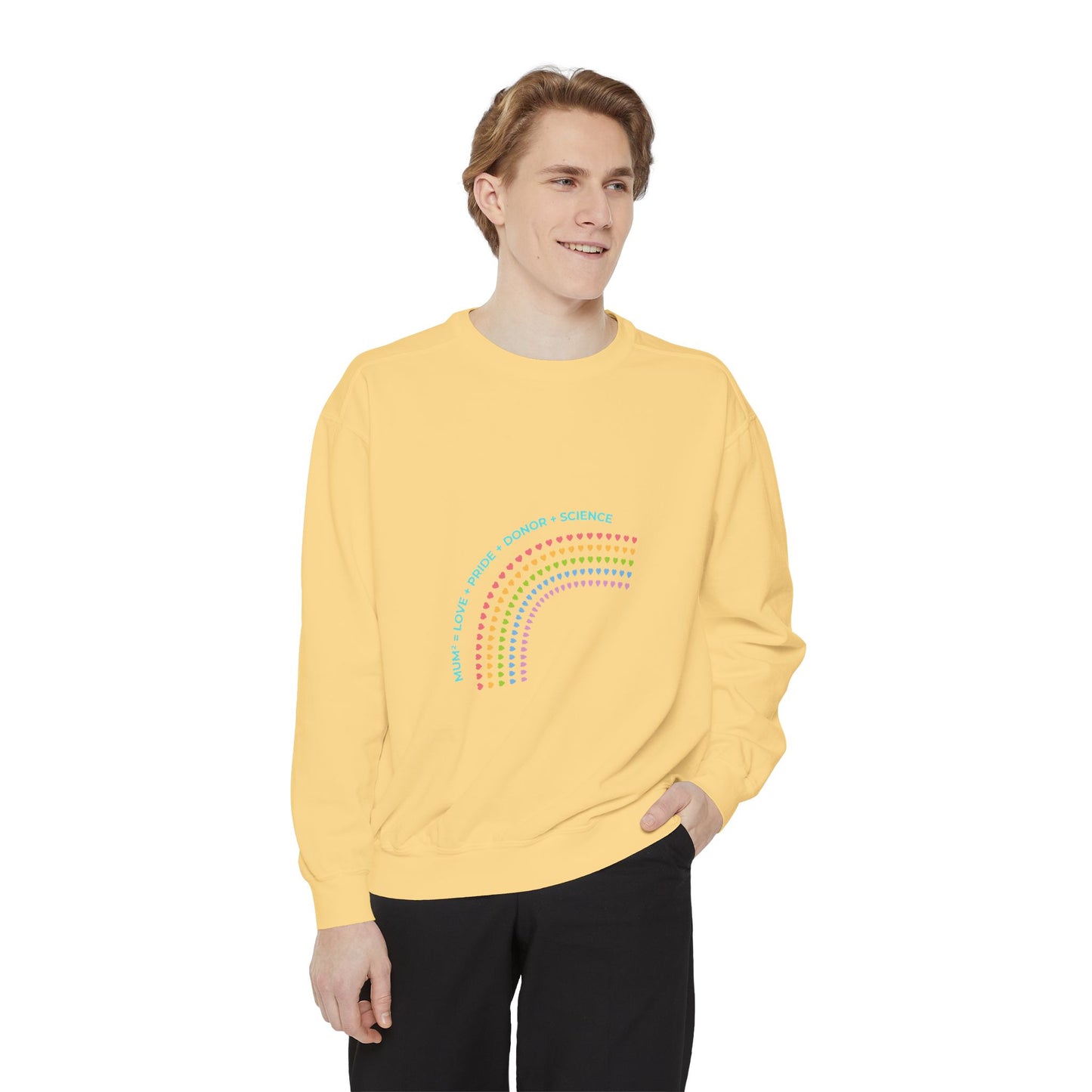 PRIDE MUMS2 Dot Rainbow Sweatshirt, Unisex Garment-Dyed Sweatshirt, Cozy Layering Piece, Perfect for Science Lovers, Gift for LGBTQ+ Ally